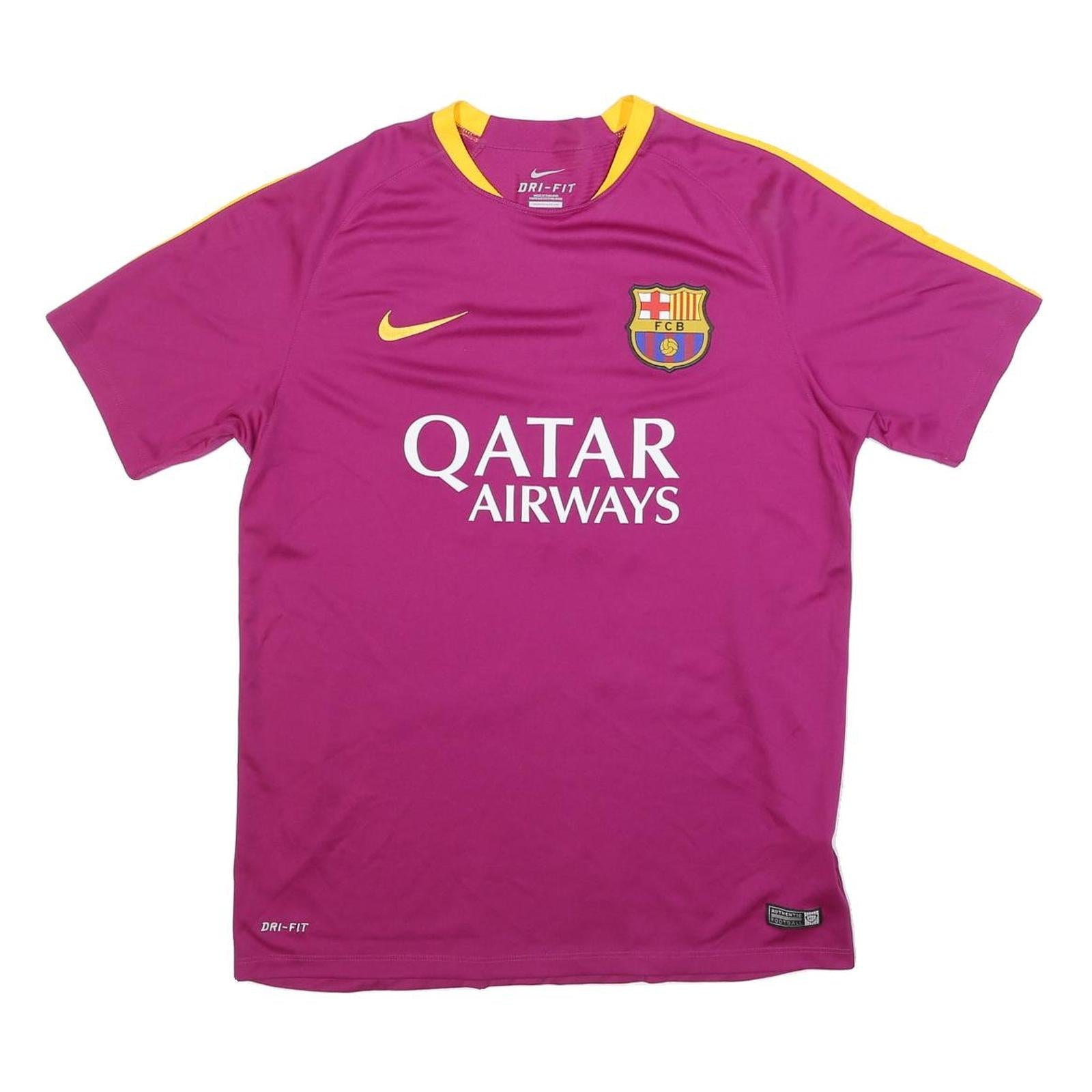 NIKE Mens Red & Yellow Football Shirt L Short Sleeve Crew Neck FCB Crest Refurbished - N/A refurbished available on Cerqular