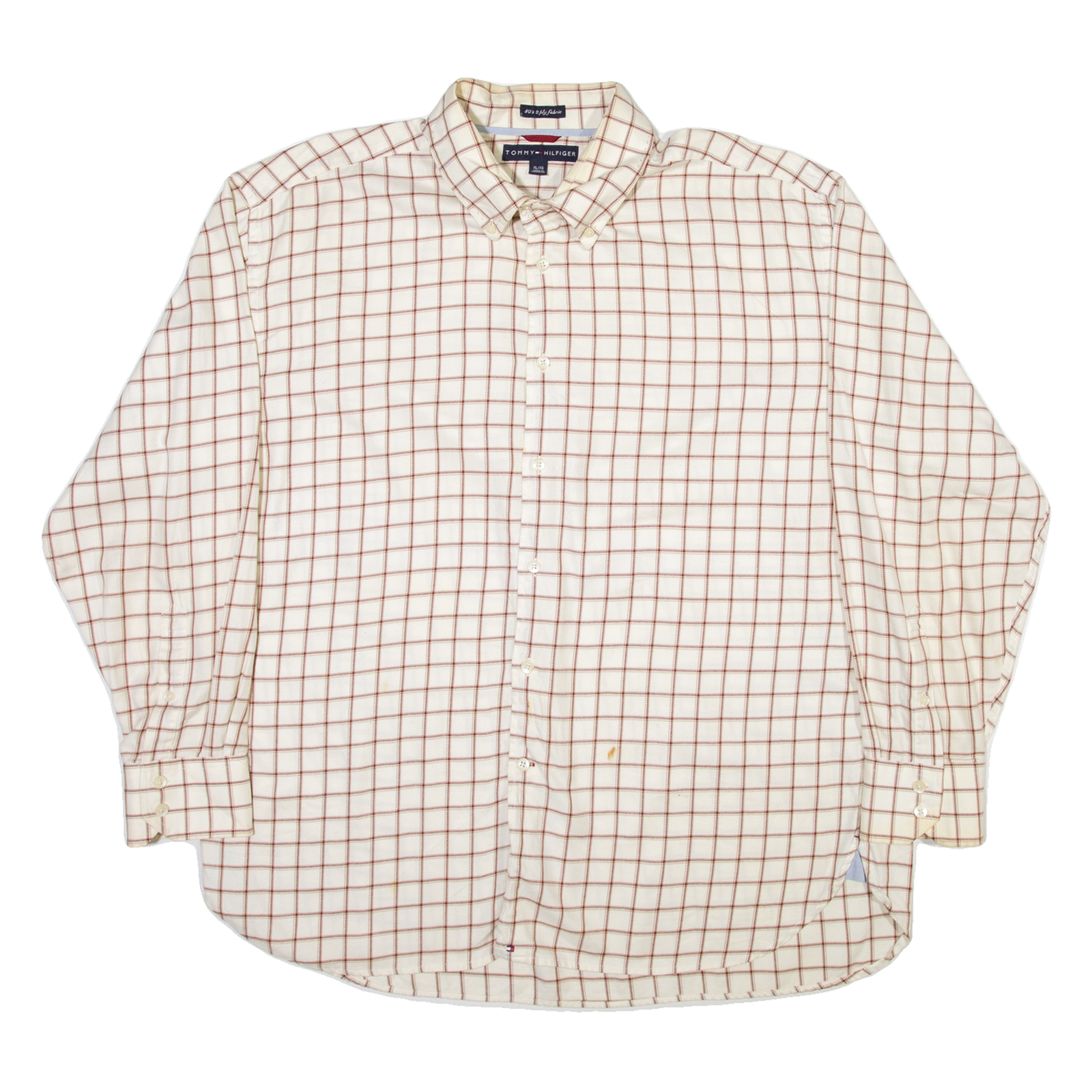 TOMMY HILFIGER Mens Shirt White Check Long Sleeve XL Refurbished - N/A refurbished available on Cerqular