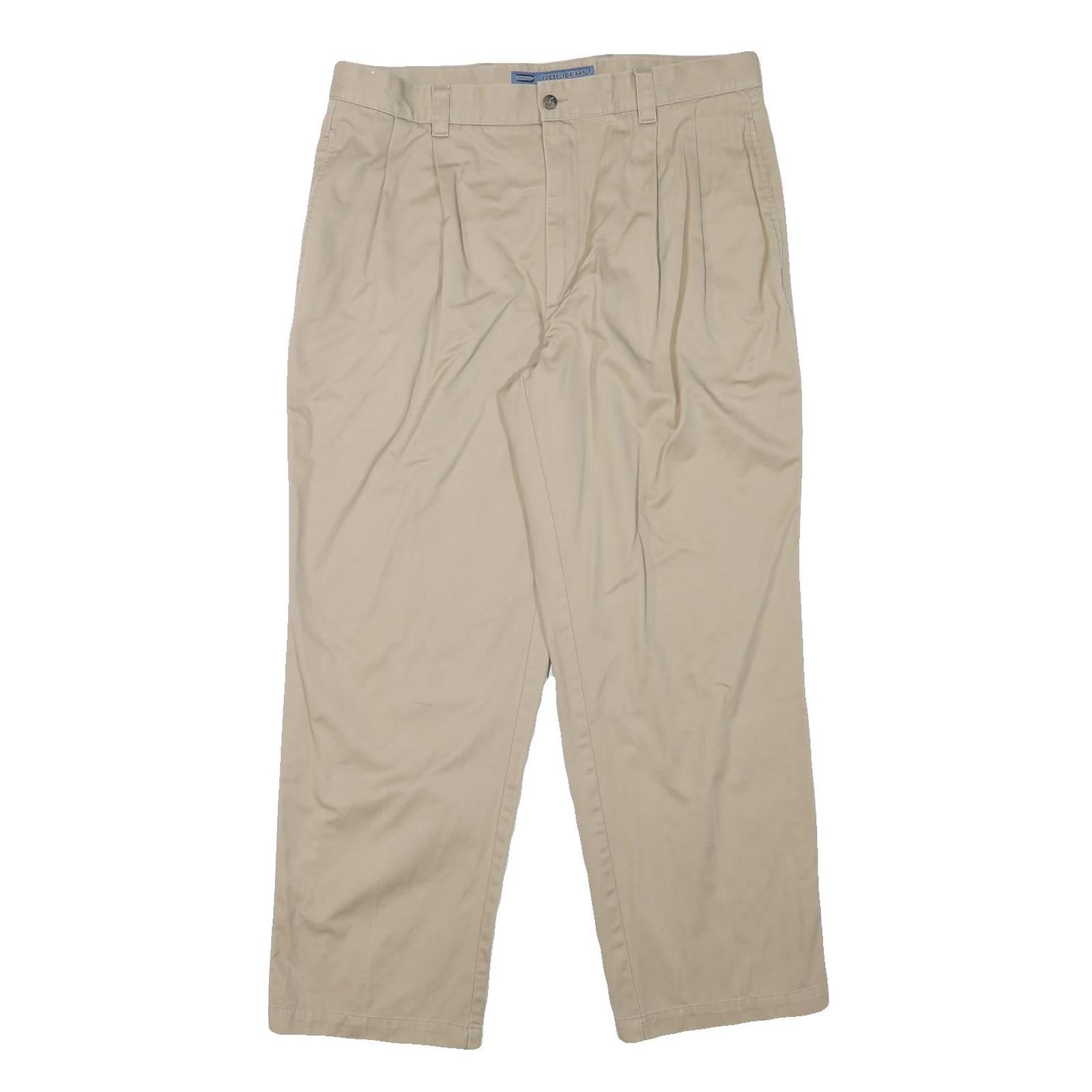 DOCKERS Mens Beige Cotton Blend Relaxed Straight Trousers W36 L29 Casual Refurbished - N/A refurbished available on Cerqular
