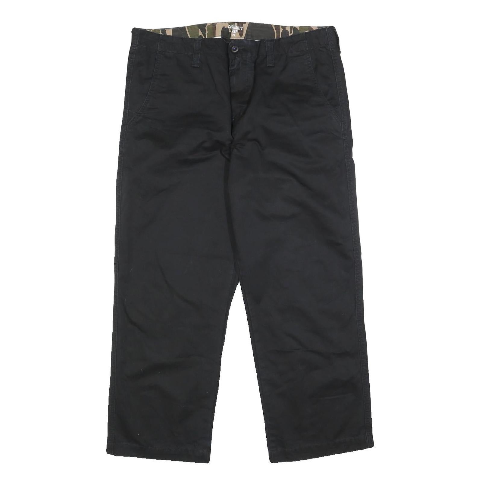 CARHARTT WIP Mens Cotton Black Regular Straight Trousers W34 L26 Casual Workwear Refurbished - N/A refurbished available on Cerqular