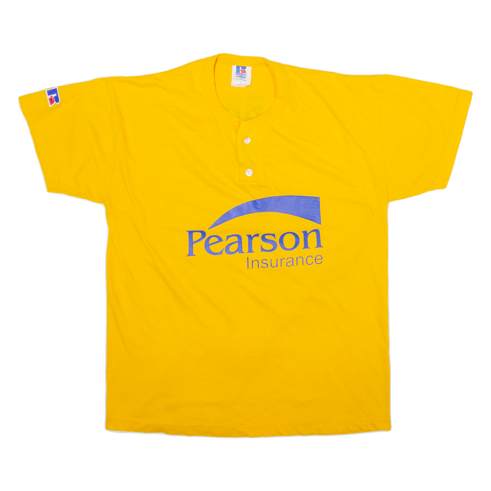 RUSSELL ATHLETIC Mens T-Shirt Yellow Button Neck M Refurbished - N/A refurbished available on Cerqular
