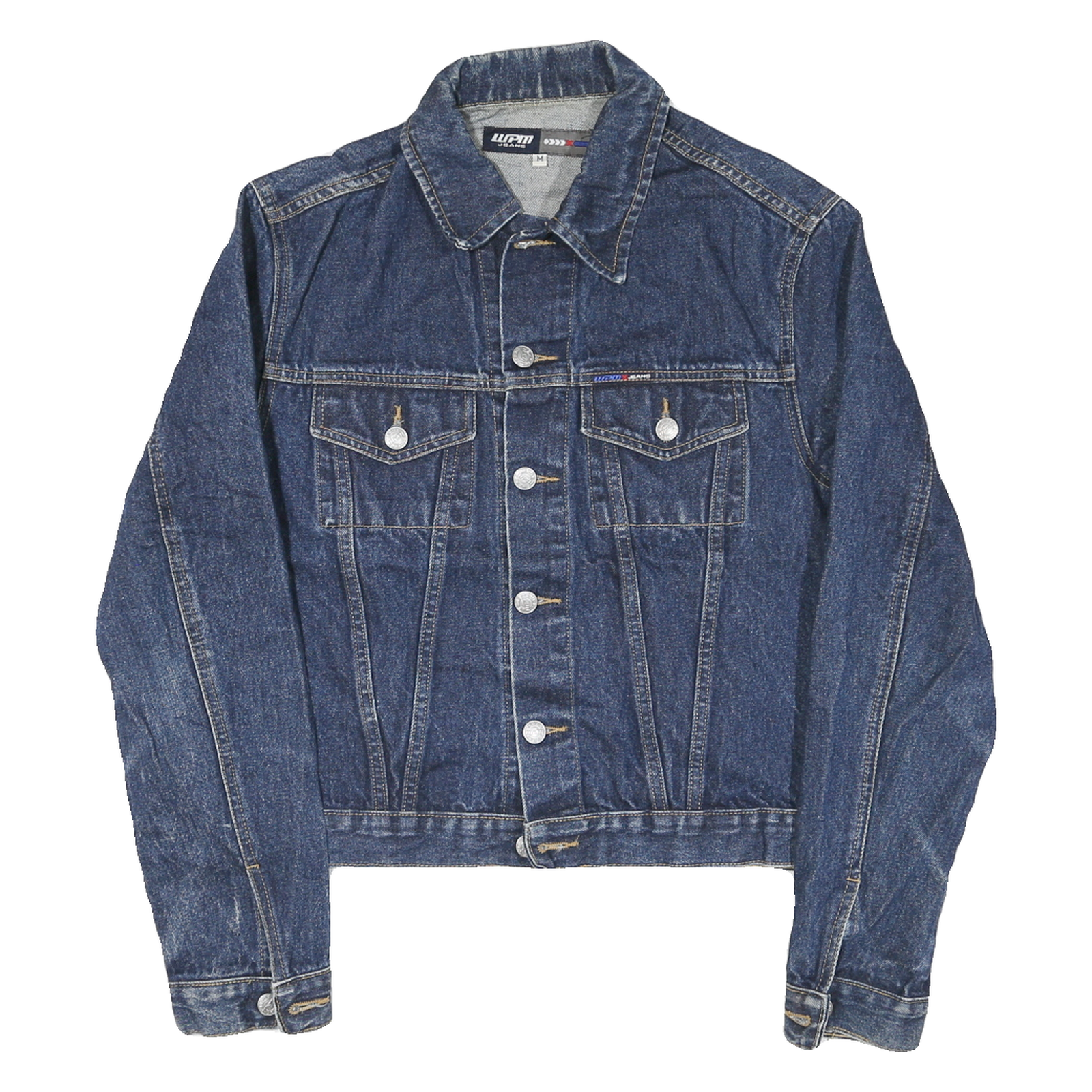 WPM Womens Blue Denim Jacket M Cotton Blend Button Closure Casual Stylish Refurbished - N/A refurbished available on Cerqular