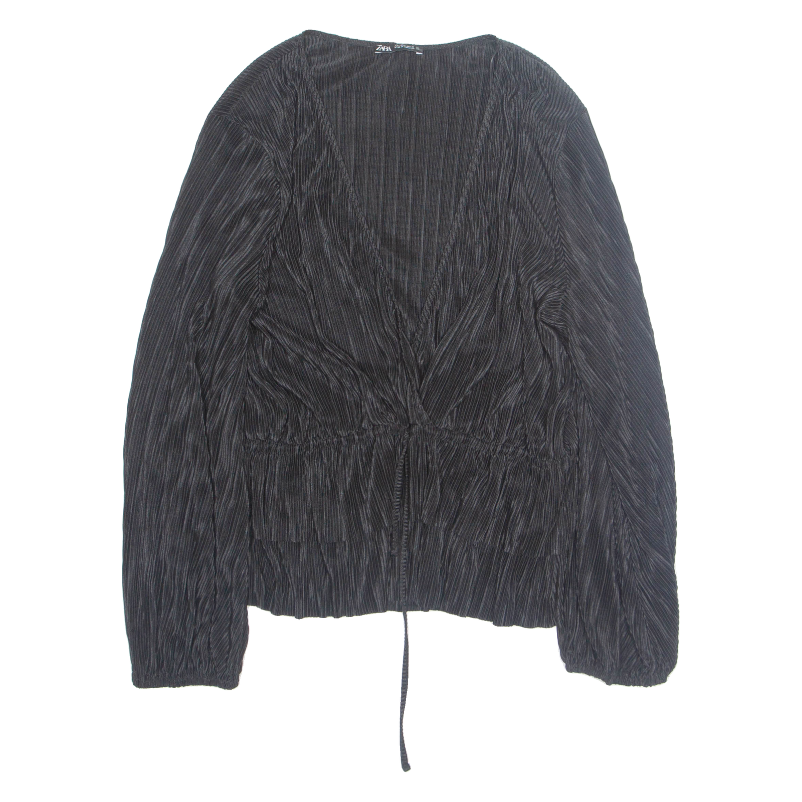 ZARA Womens Top Black V-Neck Long Sleeve L Refurbished - N/A refurbished available on Cerqular