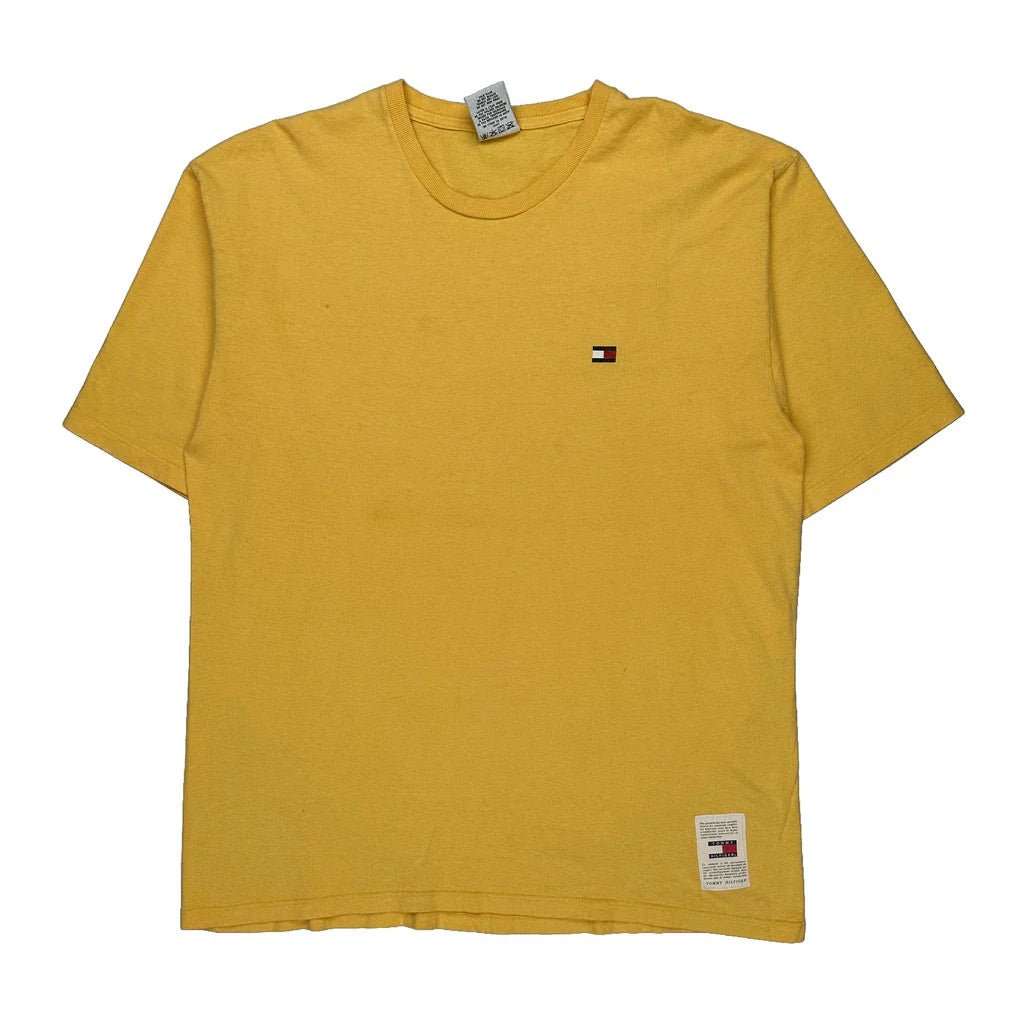 Tommy Hilfiger T-Shirt - XL Yellow Cotton Refurbished - Thrifted (note: this is a term often used to describe second- refurbished available on Cerqular