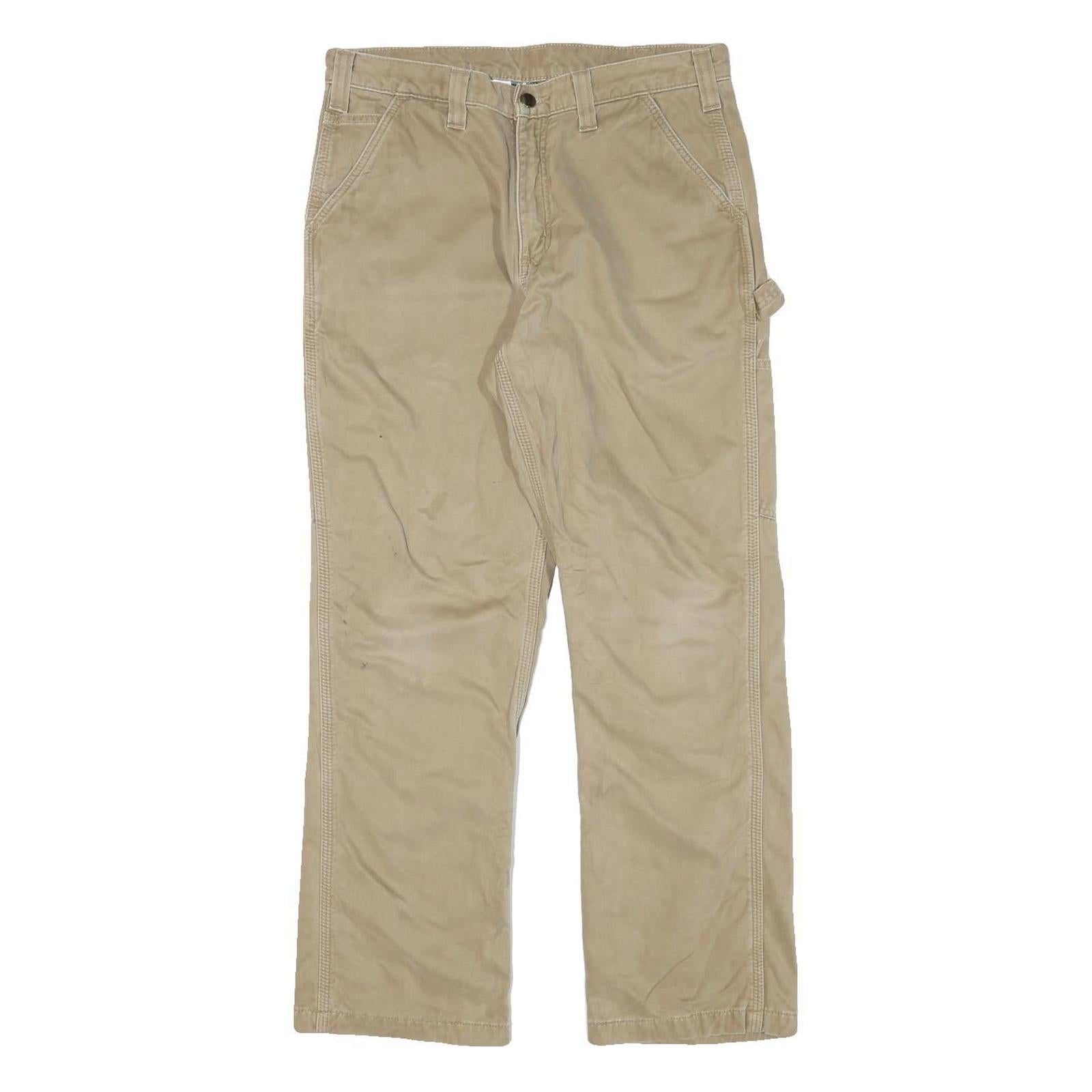 CARHARTT Mens Cotton Blend Beige Straight Workwear Trousers W32 L29 Durable Refurbished - N/A refurbished available on Cerqular