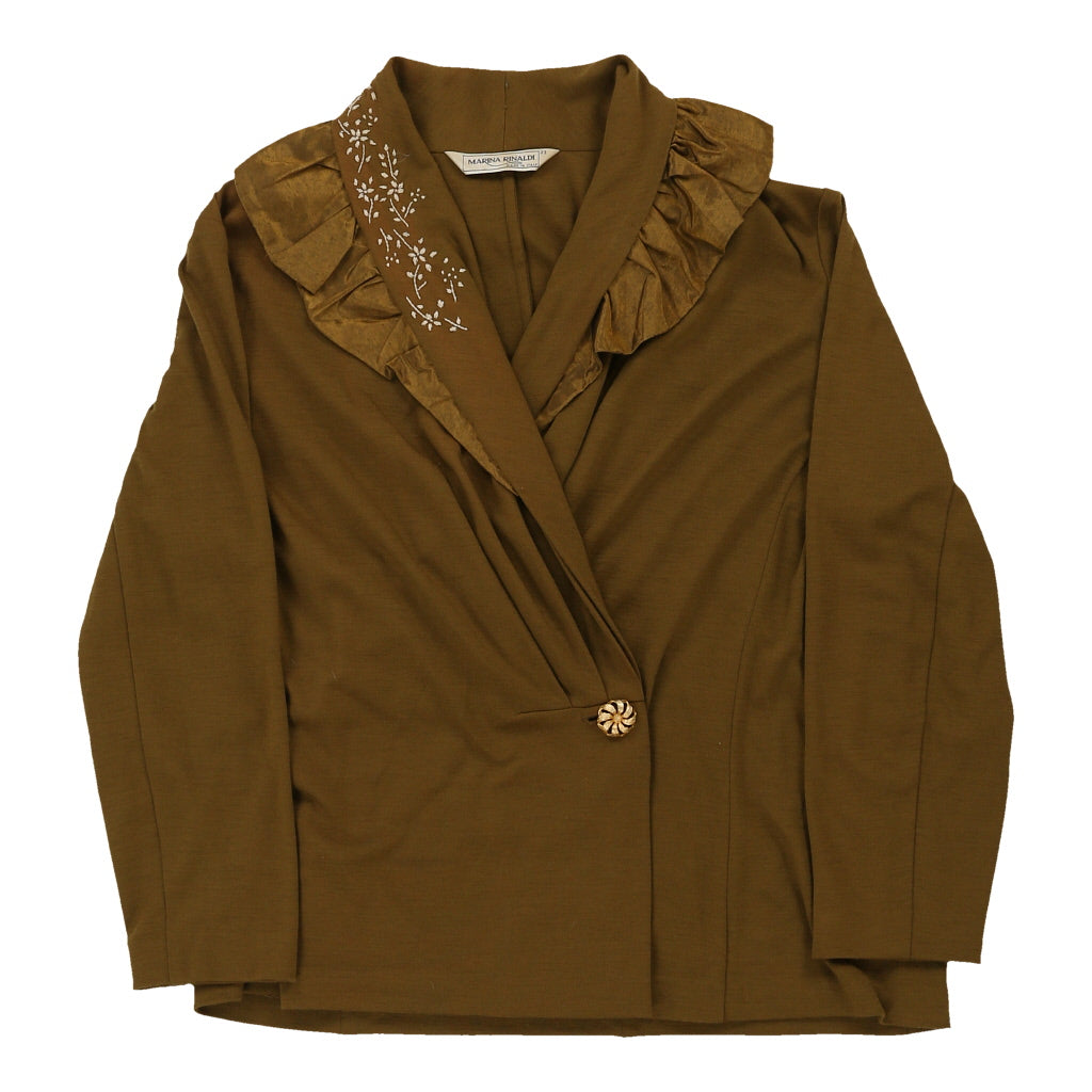 Marina Rinaldi Jacket - Large Khaki Wool Blend Refurbished - Thrifted (note: this is a term often used to describe second- refurbished available on Cerqular
