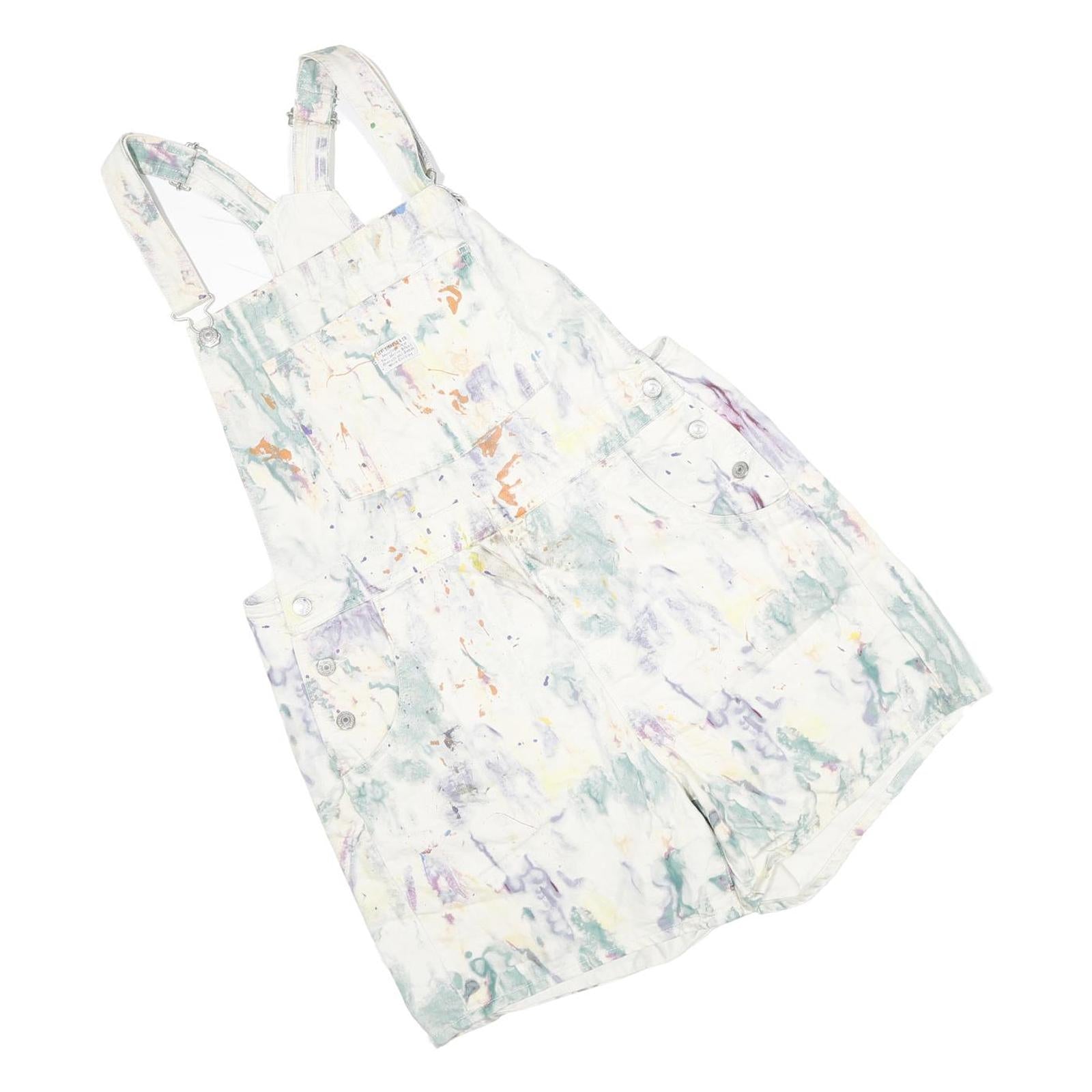 LEVI'S Womens White Pastel Print Cotton Blend Short Dungarees L W36 L5 Casual Refurbished - N/A refurbished available on Cerqular