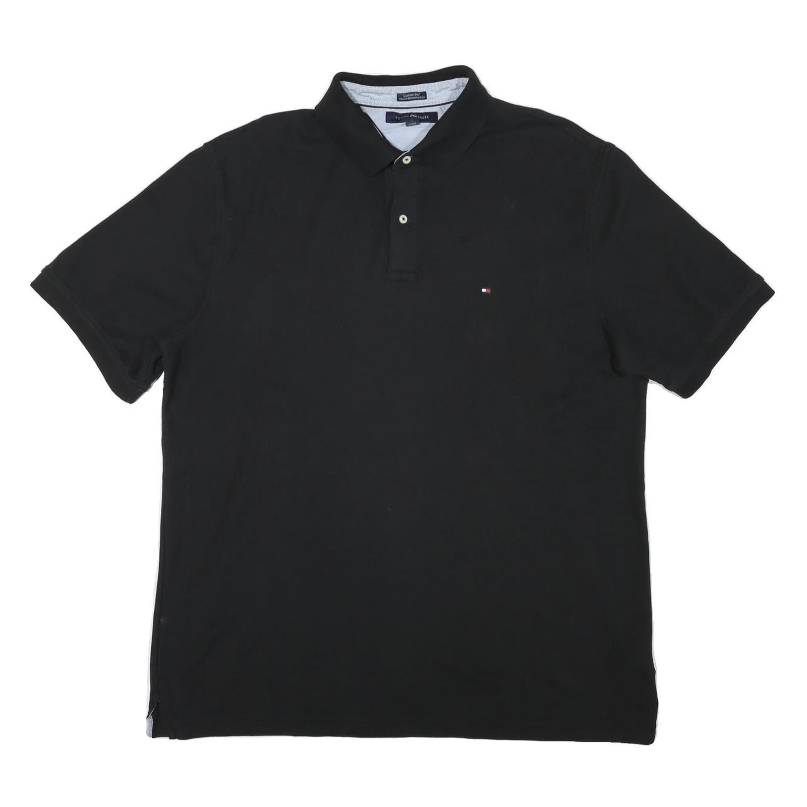 TOMMY HILFIGER Mens Black Short Sleeve Plain 2XL Polo Shirt Cotton Blend Refurbished - N/A refurbished available on Cerqular