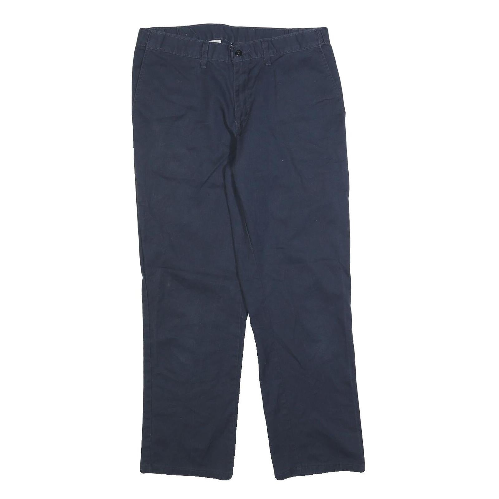 DICKIES Mens Regular Navy Blue Cotton Blend Straight Trousers W32 L30 Workwear Refurbished - N/A refurbished available on Cerqular