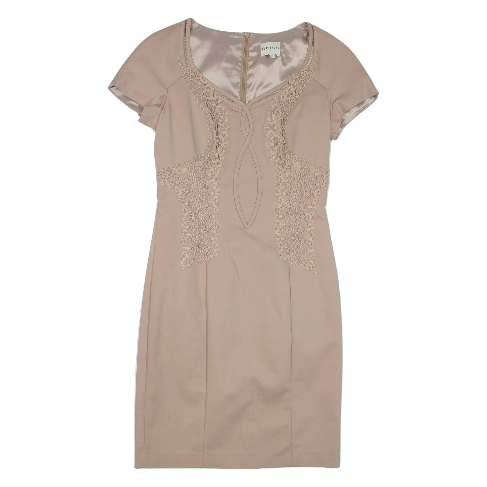 REISS Womens Pencil Dress Brown Short Sleeve Knee Length UK 6 Refurbished - N/A refurbished available on Cerqular