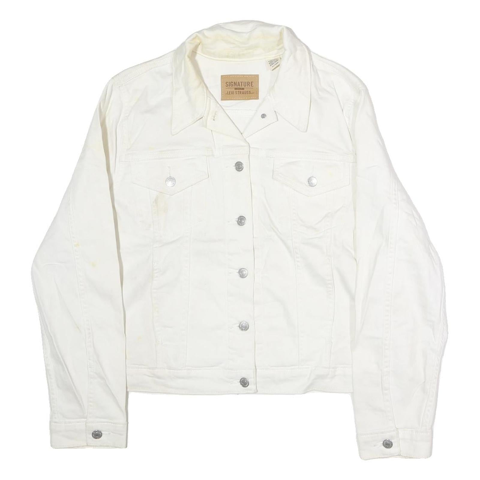 Buy LEVI'S Womens White Cotton Denim Jacket 2XL Button Closure Classic Fit Refurbished - $51.99 LEVI'S Womens White Cotton Denim Jacket 2XL Button Closure Classic Fit Refurbished - N/A refurbished available on Cerqular
