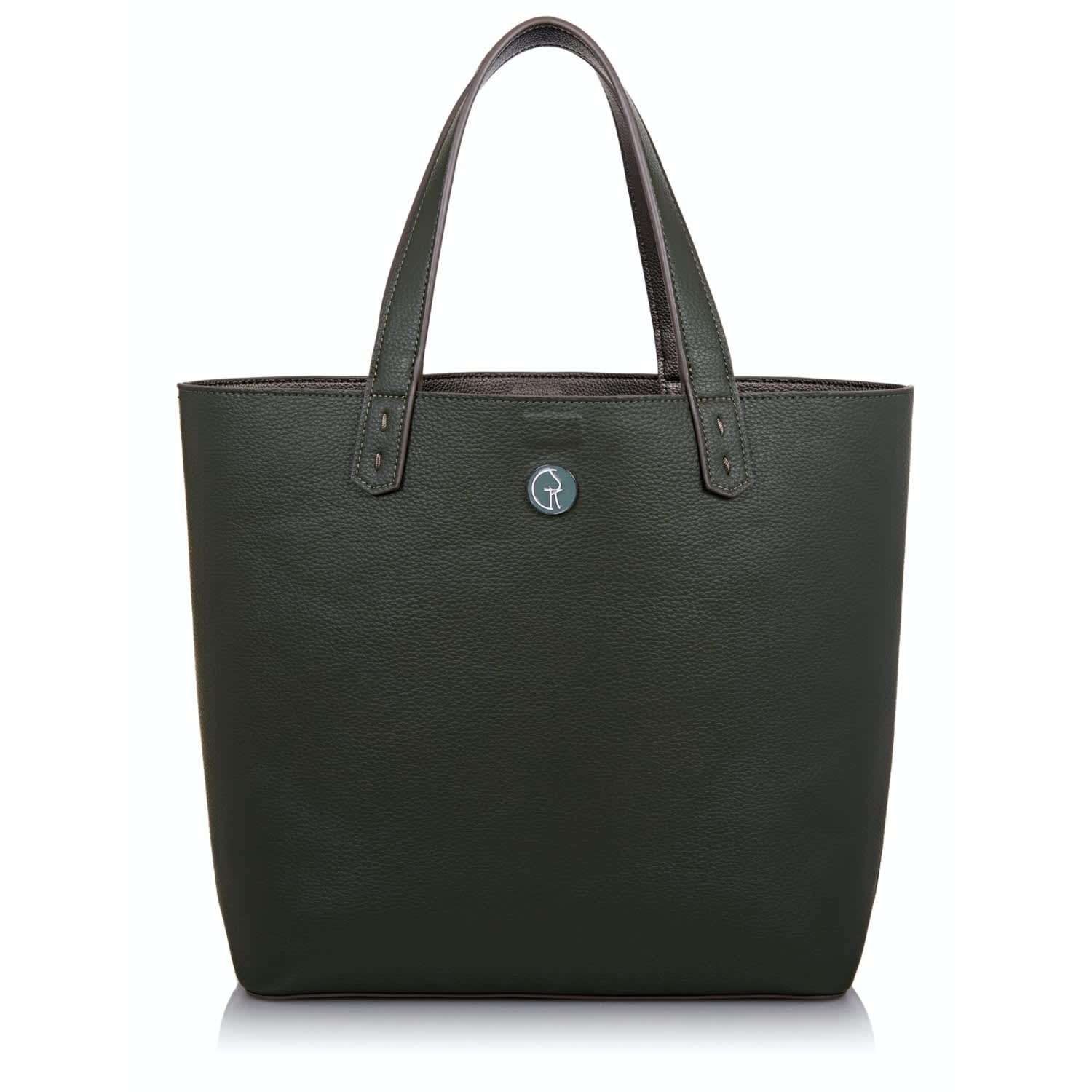 Reversible Vegan Tote In Green & Metallic Refurbished - The Morphbag by GSK refurbished available on Cerqular
