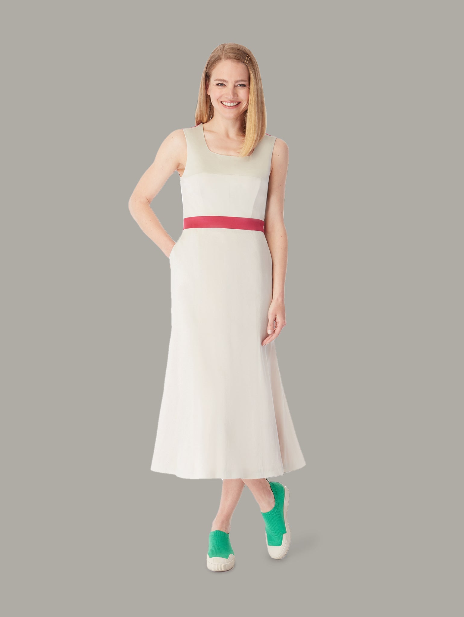 ACACIA | Jersey Mermaid Midi Dress | Colour: OYSTER | Size: UK 14 (US 8 / L) Refurbished - N/A refurbished available on Cerqular