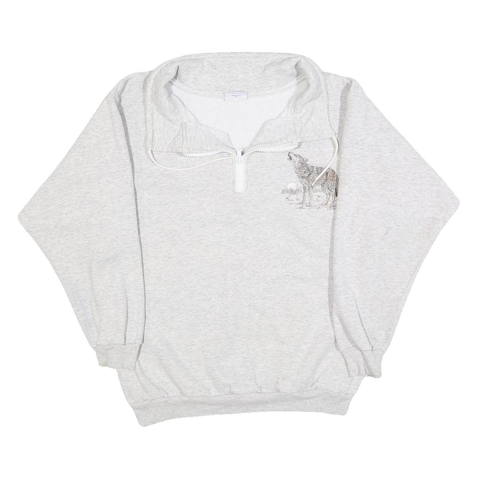 AU SPORTSWEAR Womens Grey 1/4 Zip V Neck Sweatshirt M Cotton Blend Pullover Refurbished - N/A refurbished available on Cerqular