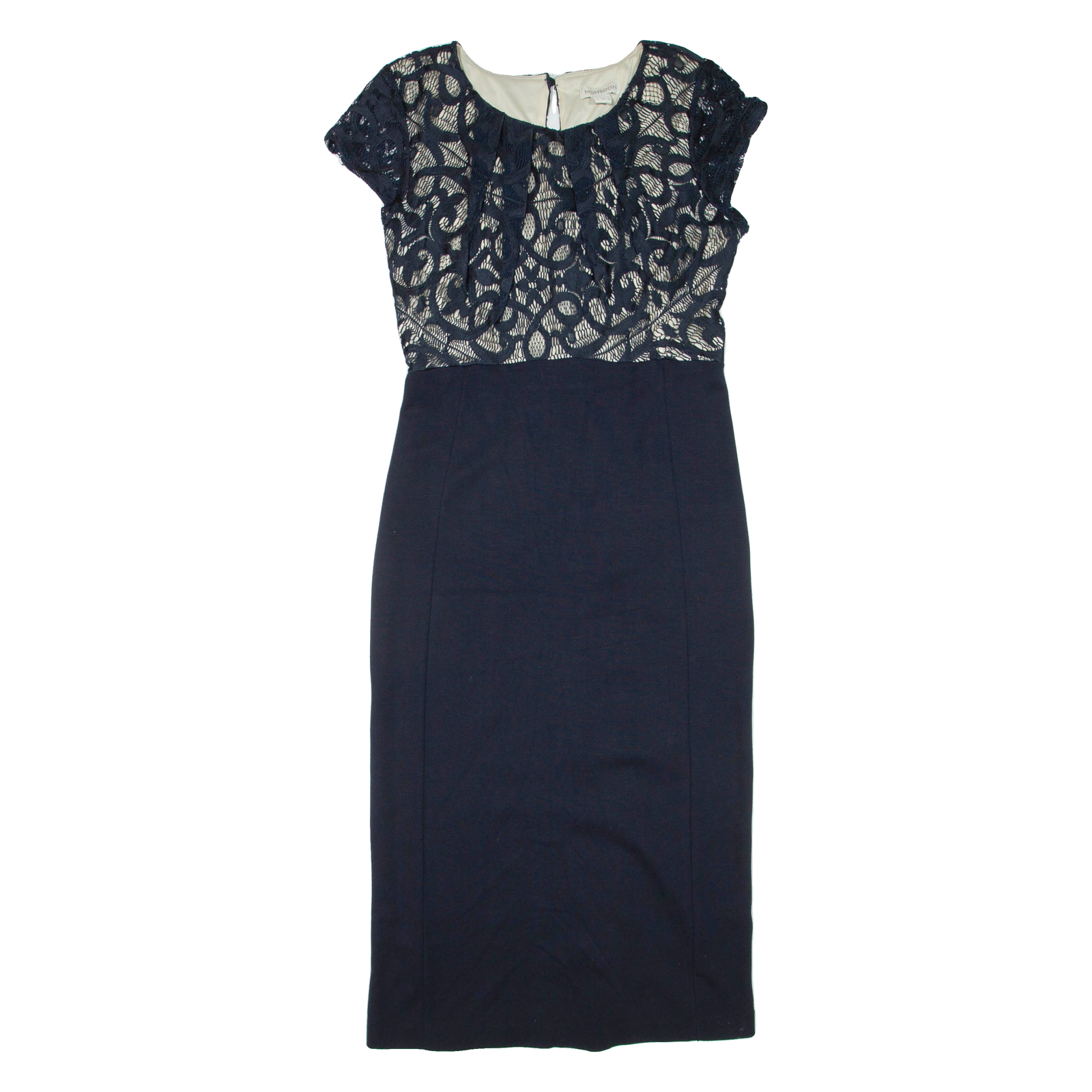 MONSOON Womens Pencil Dress Blue Viscose Short Sleeve Midi UK 12 Refurbished - N/A refurbished available on Cerqular