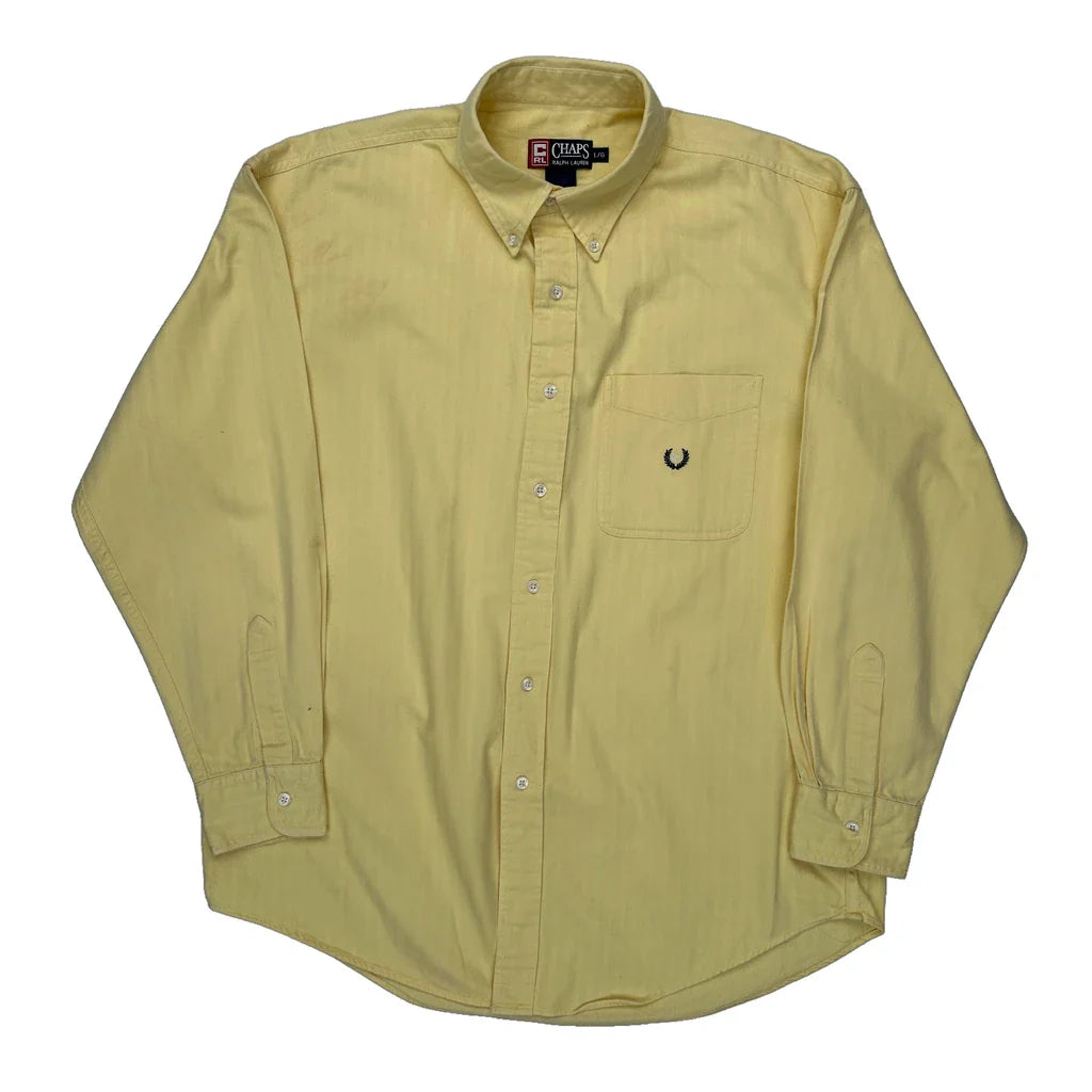Chaps Ralph Lauren Shirt - Large Yellow Cotton Refurbished - Thrifted (note: this is a term often used to describe second- refurbished available on Cerqular