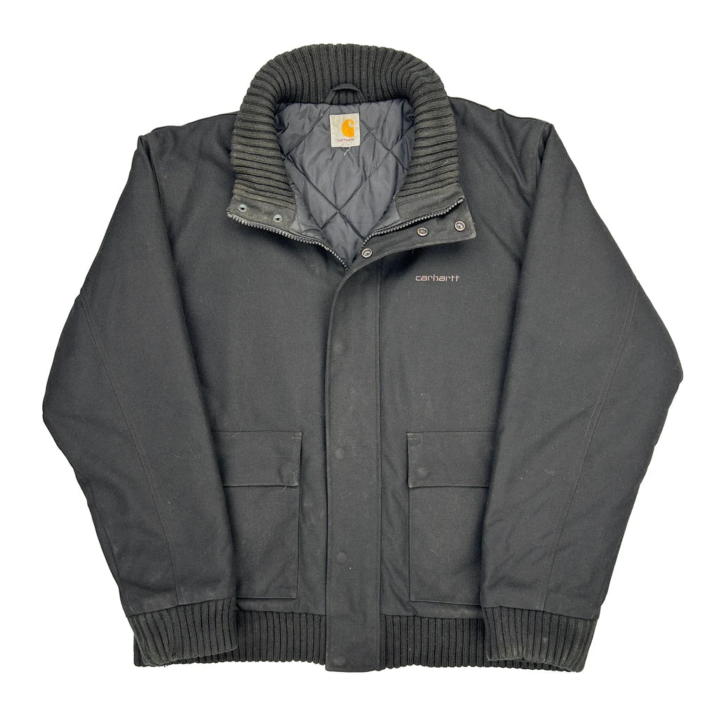 Carhartt Jacket - XL Black Polyester Refurbished - Thrifted (note: this is a term often used to describe second- refurbished available on Cerqular