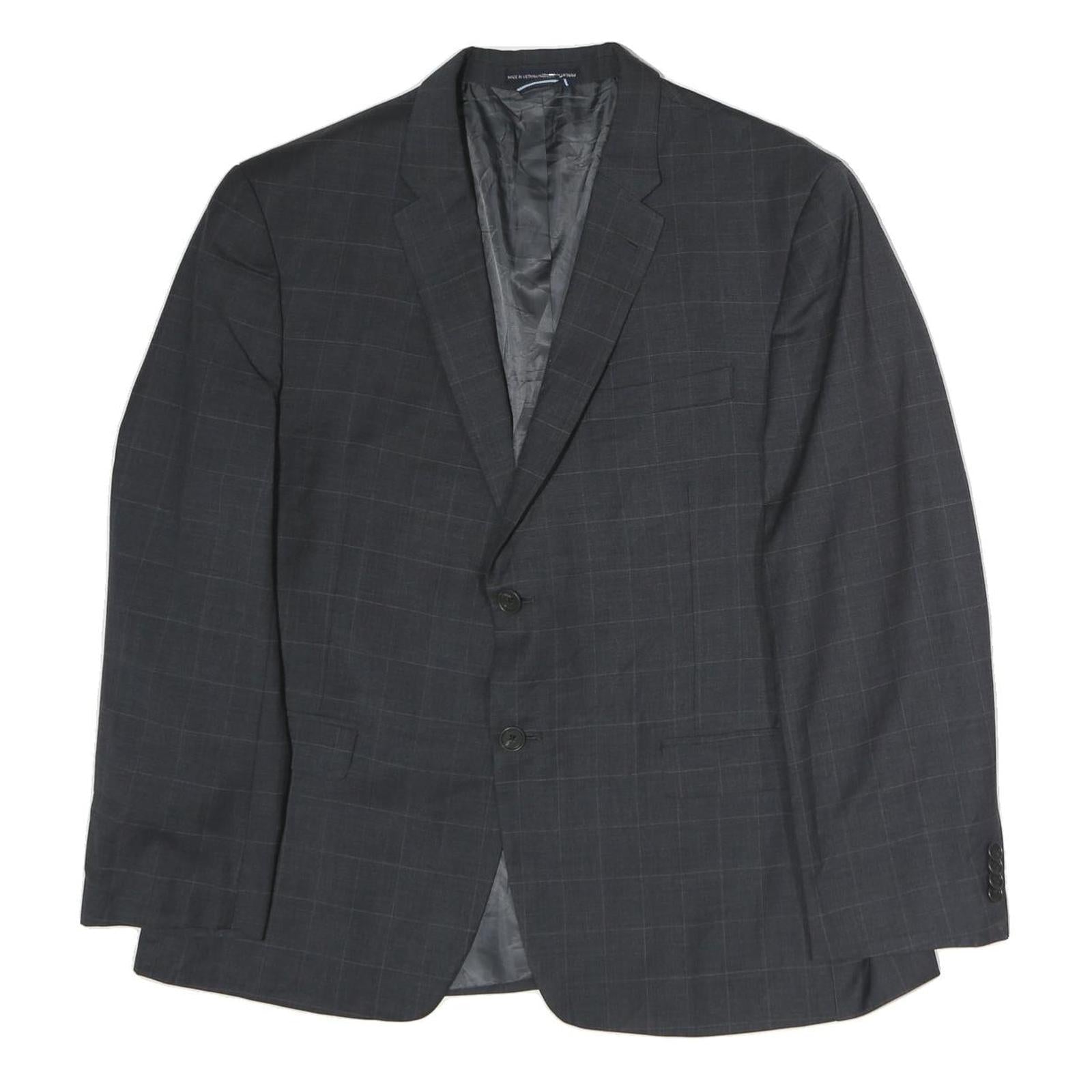 TOMMY HILFIGER Mens Grey & Black Classic Jacket L Cotton Plain Button Formal Refurbished - N/A refurbished available on Cerqular