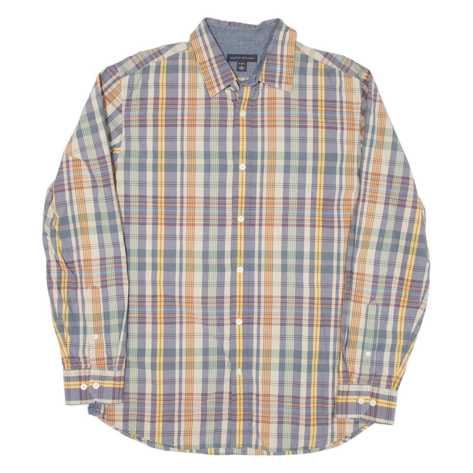 BANANA REPUBLIC Mens Shirt Yellow Check Long Sleeve L Refurbished - N/A refurbished available on Cerqular