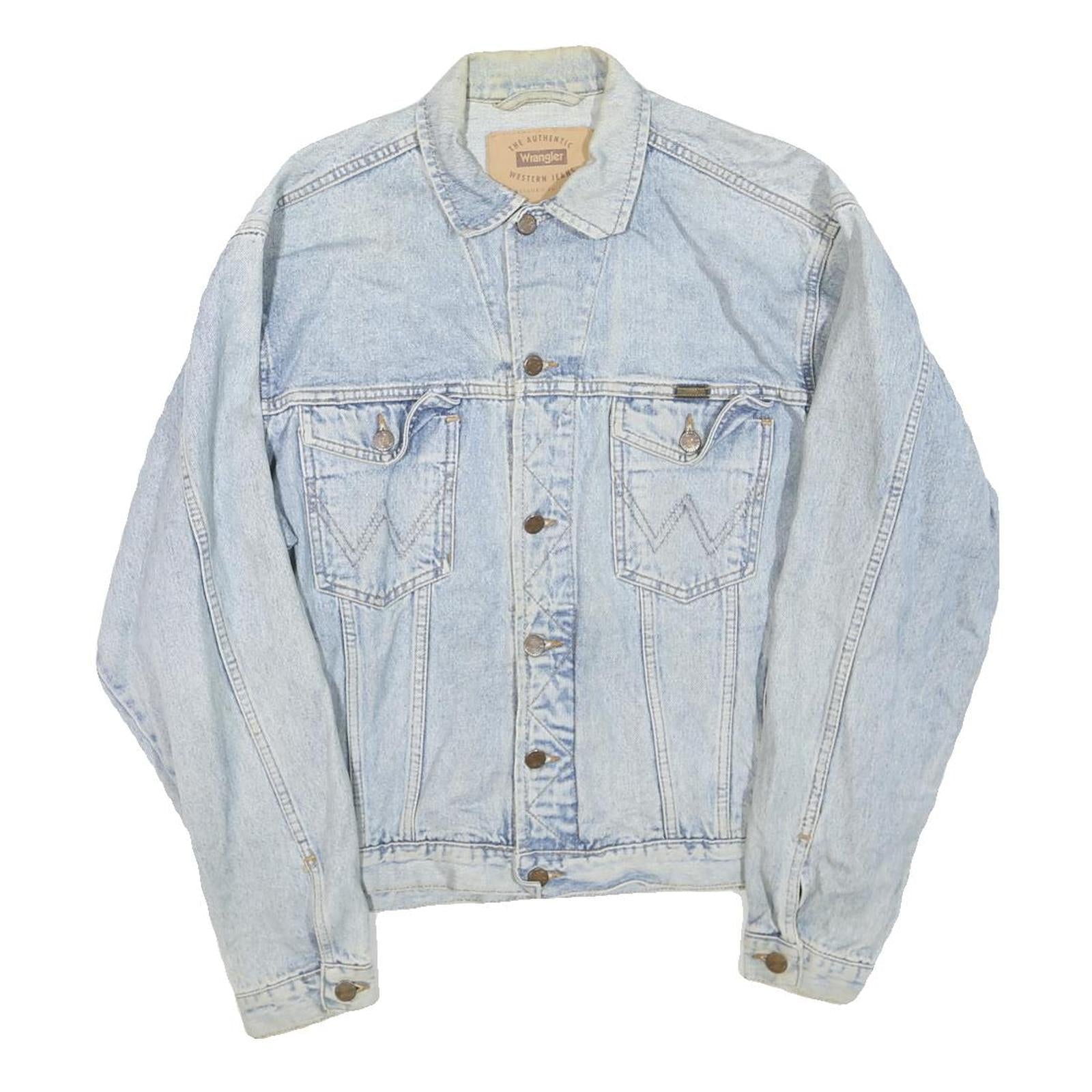 WRANGLER Mens Blue Denim Jacket M Cotton Blend Button Front Classic Western Refurbished - N/A refurbished available on Cerqular