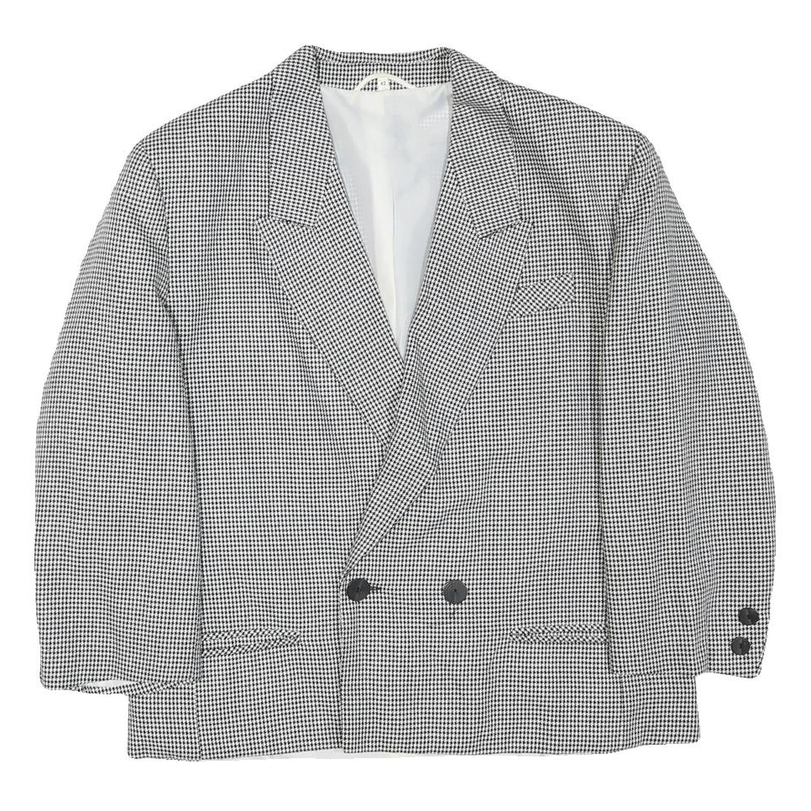 THE LEGEND Womens Black & White Houndstooth Double Breasted Jacket M Polyester Refurbished - N/A refurbished available on Cerqular