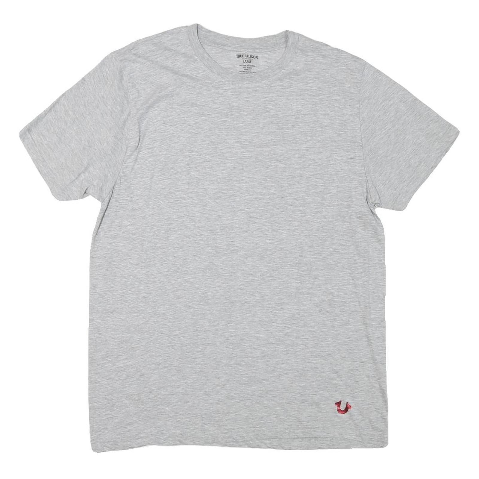 TRUE RELIGION Mens Grey L Crew Neck Short Sleeve T-Shirt Cotton Blend Refurbished - N/A refurbished available on Cerqular