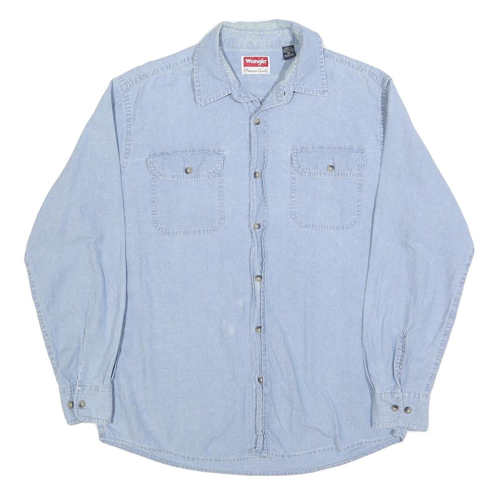 WRANGLER Mens Blue Cotton Shirt M Long Sleeve Casual Button Front Refurbished - N/A refurbished available on Cerqular