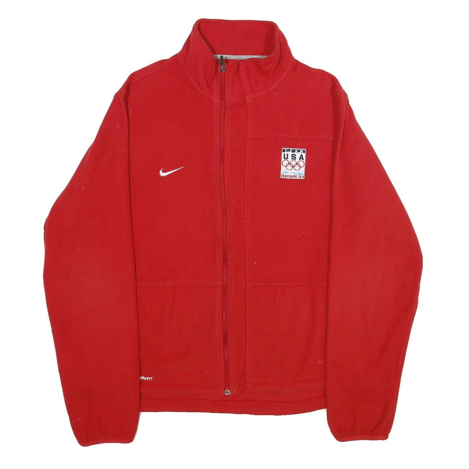 NIKE Mens Red Team USA Olympic Jacket XL Polyester Zip Fair Isle Sportswear Refurbished - N/A refurbished available on Cerqular
