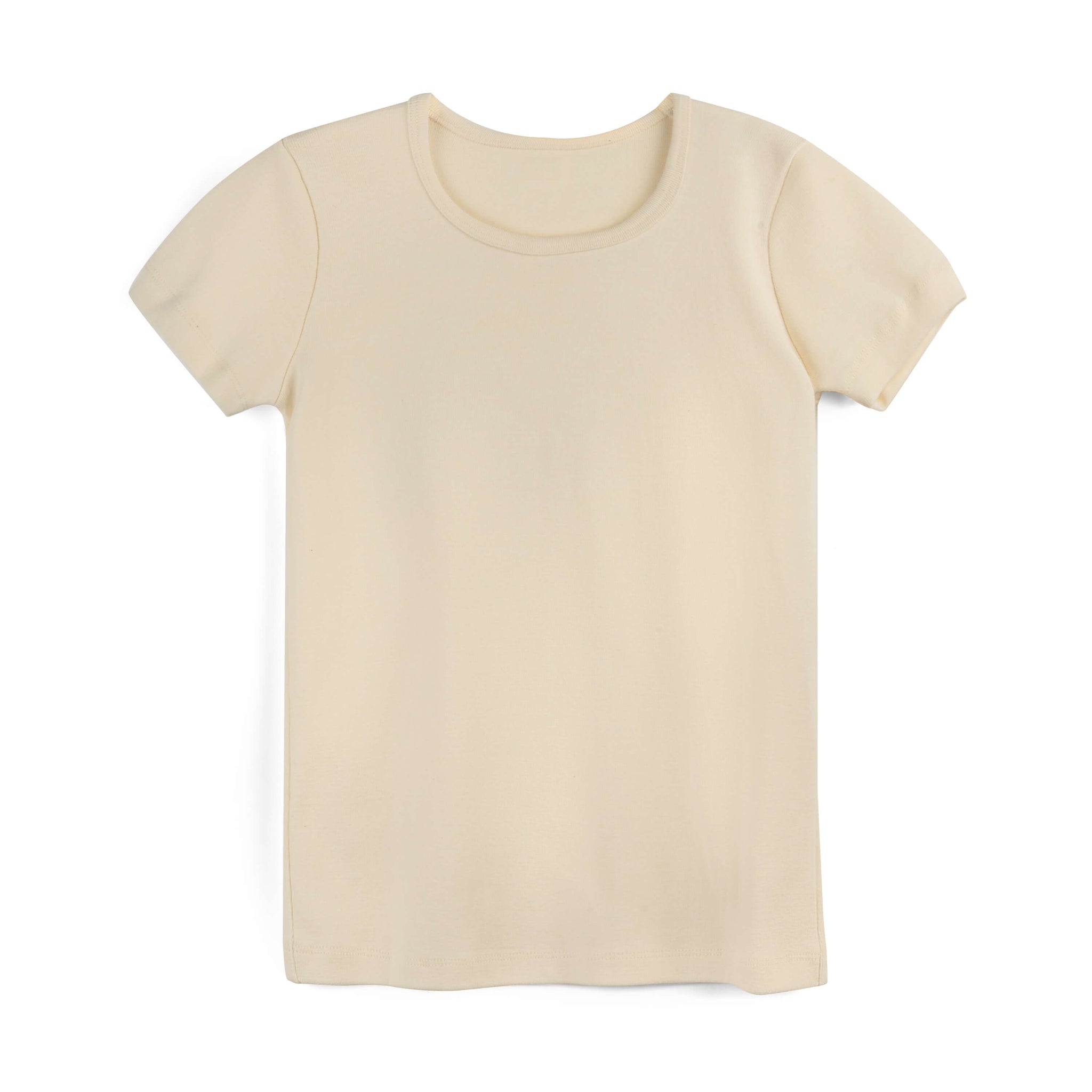 Organic Cotton Kids Rib Knit Short Sleeve Tee | Color: Ivory | Size: X-Small (5/6) Refurbished - N/A (Note: There is no well-known brand named "M refurbished available on Cerqular