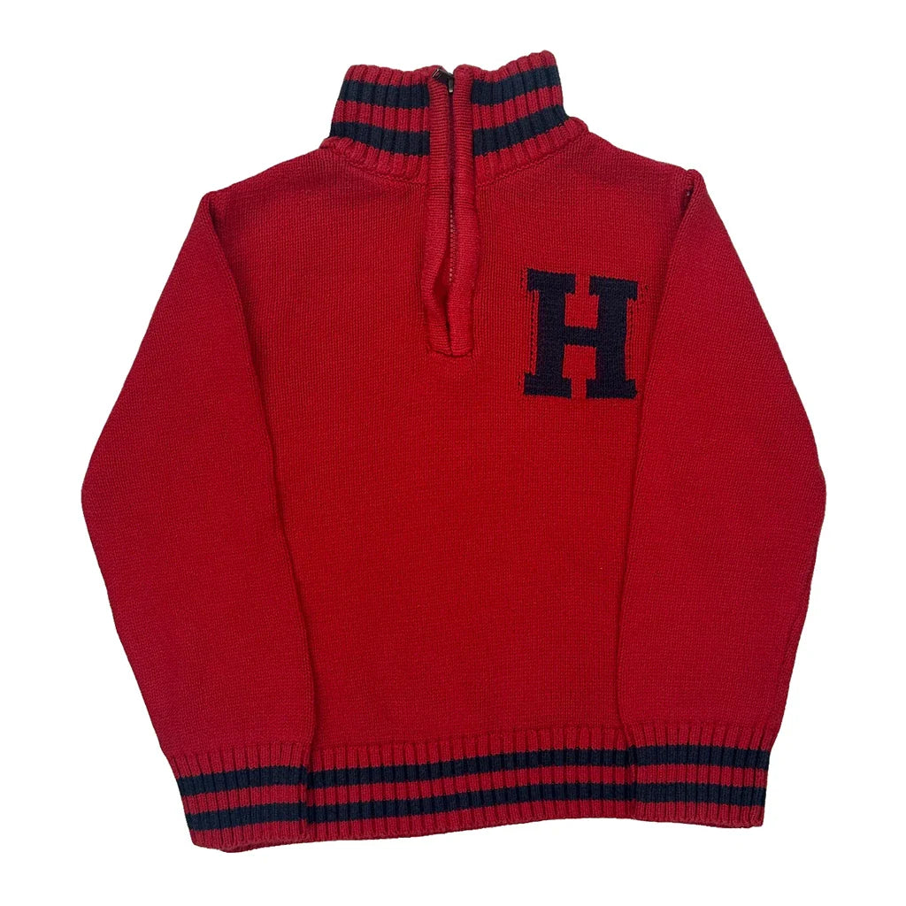 Age 3 Tommy Hilfiger 1/4 Zip - 2XS Red Cotton Refurbished - Thrifted (note: this is a term often used to describe second- refurbished available on Cerqular