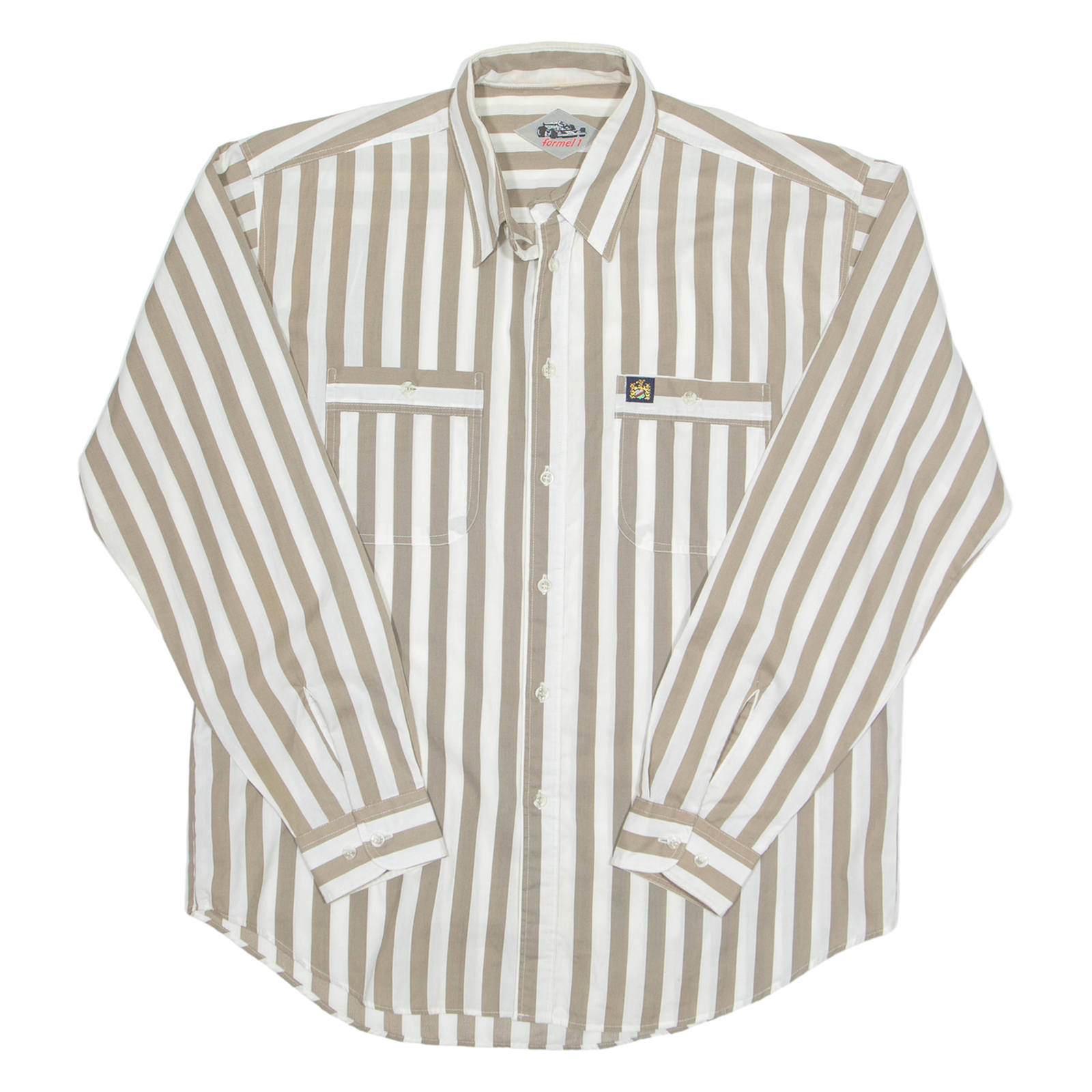 FORMEL 1 Mens Shirt Brown Striped Long Sleeve L Refurbished - N/A refurbished available on Cerqular
