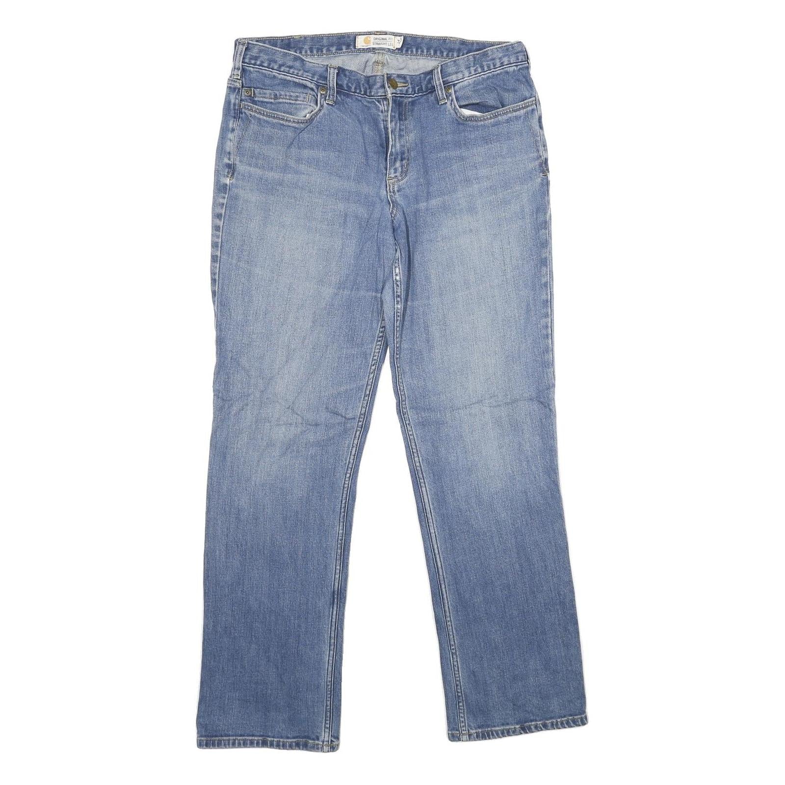 CARHARTT Womens Classic Blue Denim Straight Leg Jeans W34 L30 Cotton Blend Zip Refurbished - N/A refurbished available on Cerqular