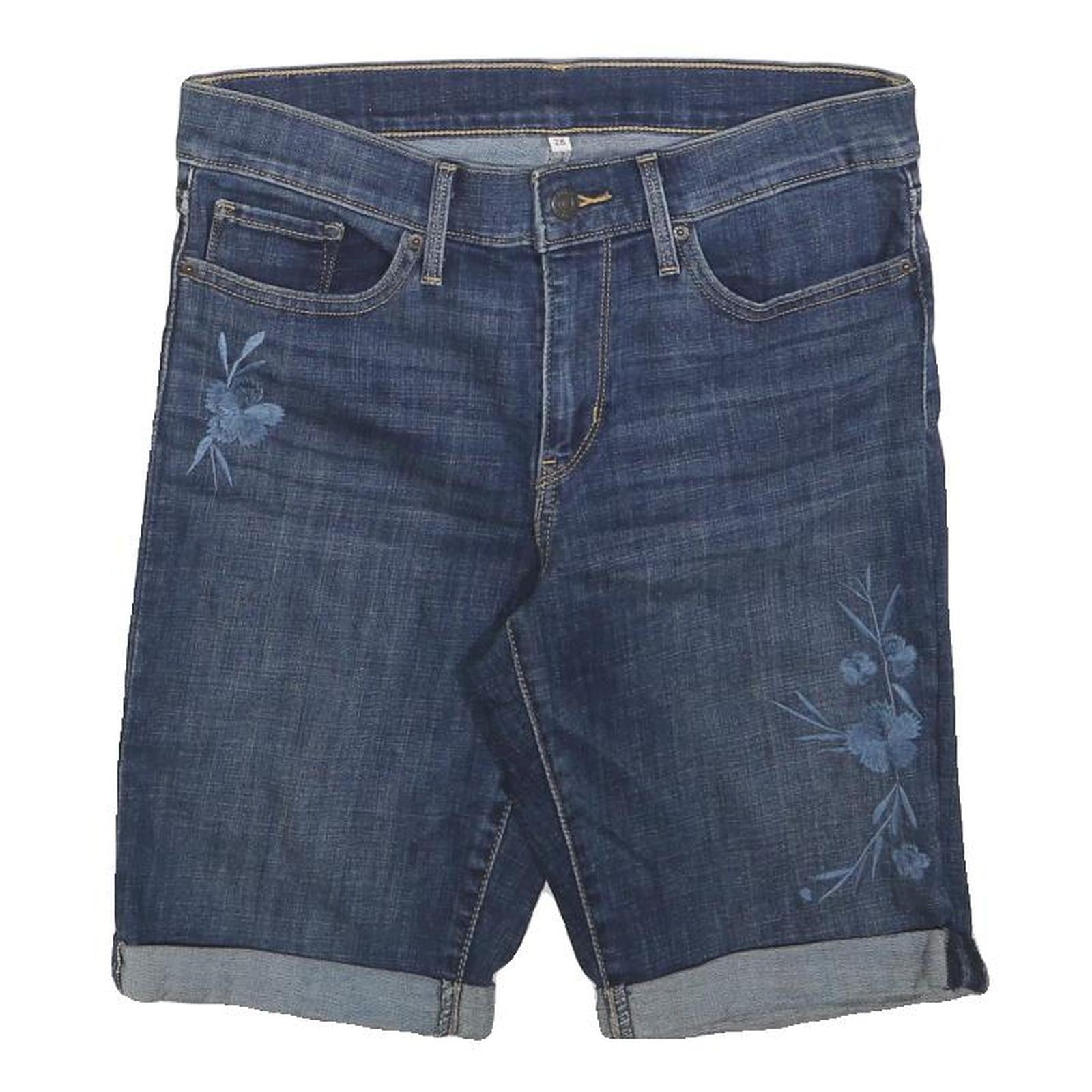 LEVI'S Womens Denim Blue Casual Shorts Floral Embroidery S W28 Refurbished - N/A refurbished available on Cerqular