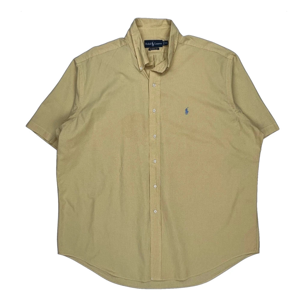 Ralph Lauren Short Sleeve Shirt - 2XL Yellow Cotton Refurbished - Thrifted (note: this is a term often used to describe second- refurbished available on Cerqular