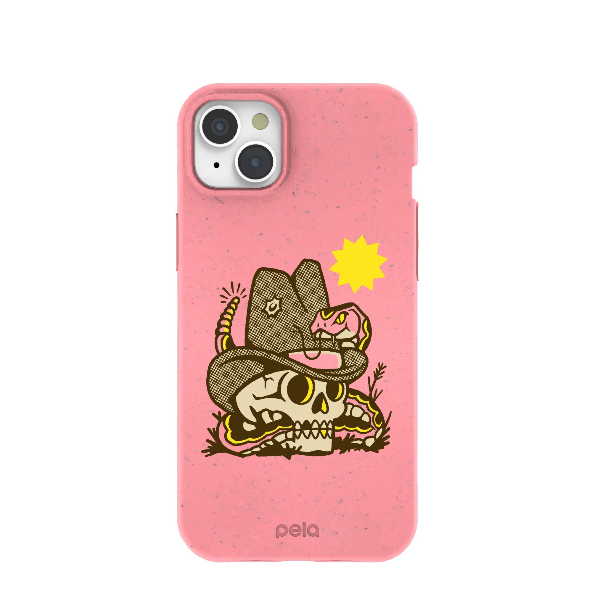 Bubblegum Pink Snakebite iPhone 15 Plus Case Refurbished - Pela Case refurbished available on Cerqular