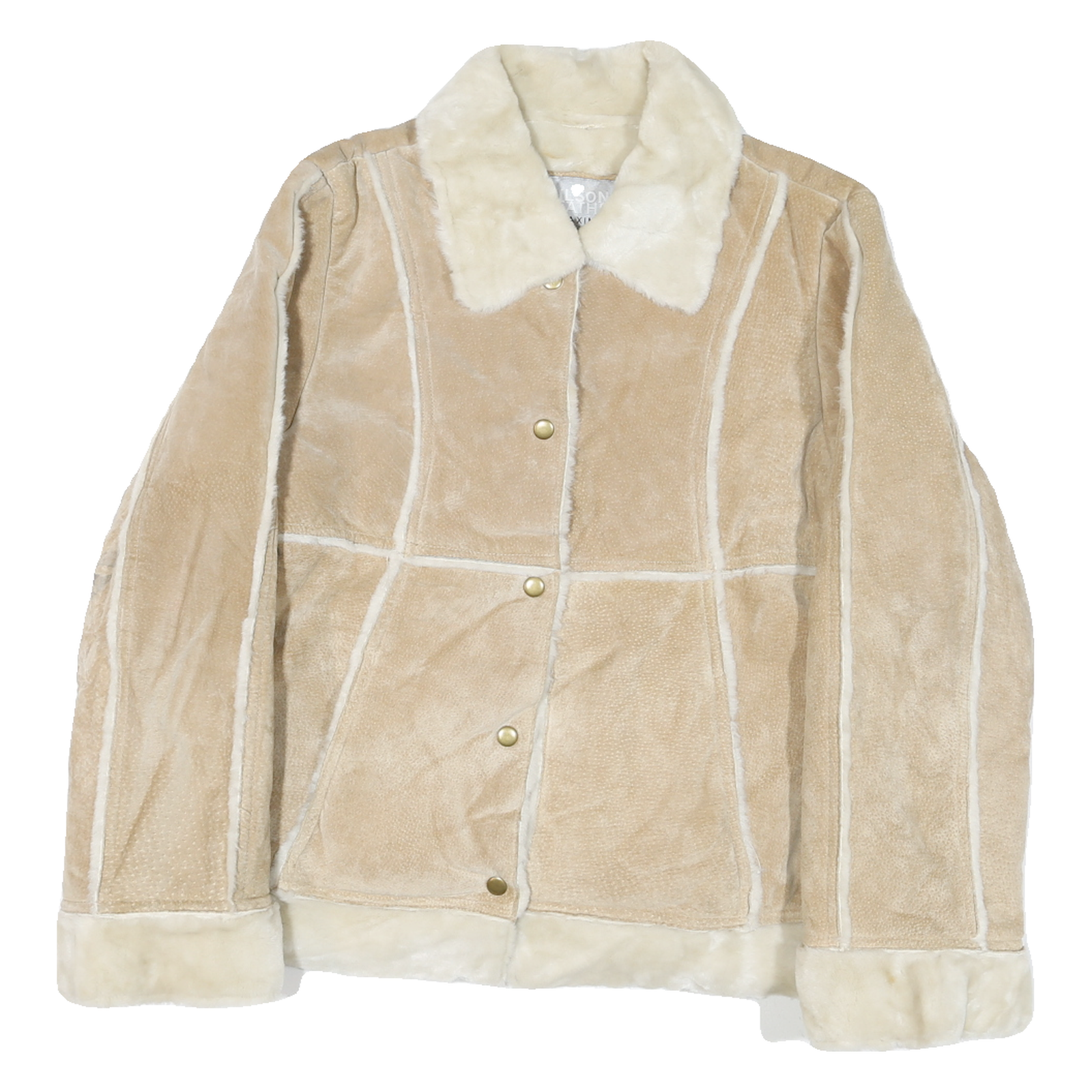 WILSON Womens Beige Leather Button Jacket L Soft Shearling Style Outerwear Refurbished - N/A refurbished available on Cerqular