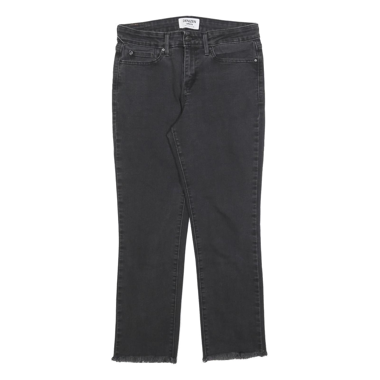 LEVI'S Womens Regular Black Denim Straight Raw Hem W30 L27 Cotton Blend Zip Refurbished - N/A refurbished available on Cerqular