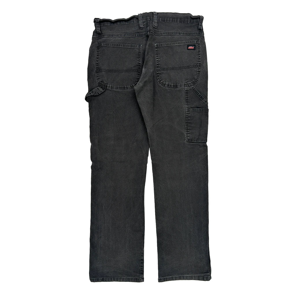 Dickies Double Knee Carpenter Trousers - 34W 32L Black Cotton Refurbished - Thrifted (note: this is a term often used to describe second- refurbished available on Cerqular
