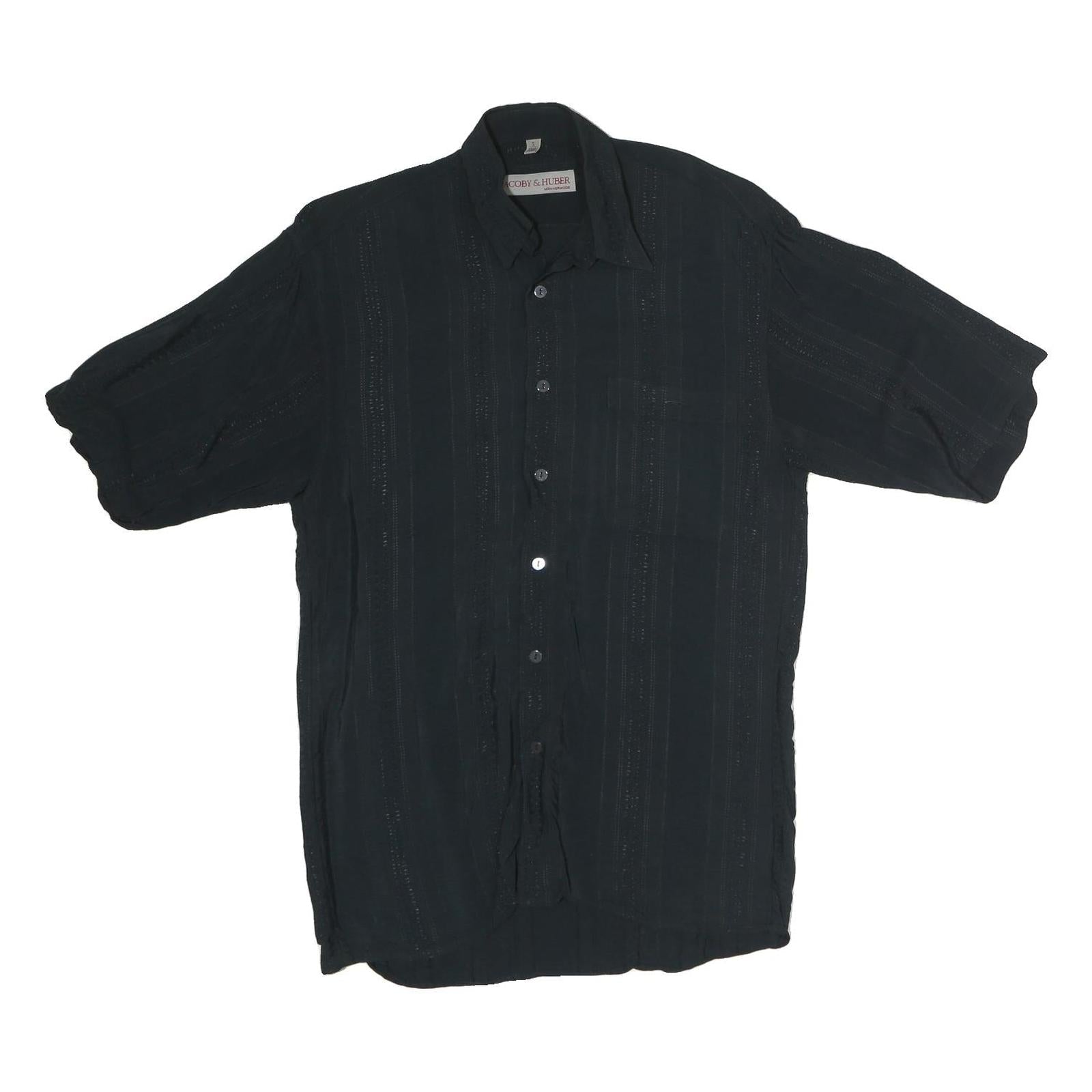 COBER & HUBER Mens Black Cotton Blend Shirt M Casual Button Shirt Refurbished - N/A refurbished available on Cerqular