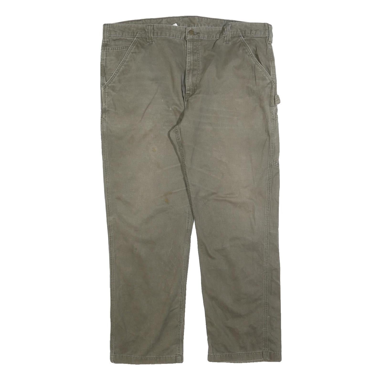 CARHARTT Mens Cotton Blend Grey Regular Straight Trousers W42 L32 Workwear Refurbished - N/A refurbished available on Cerqular