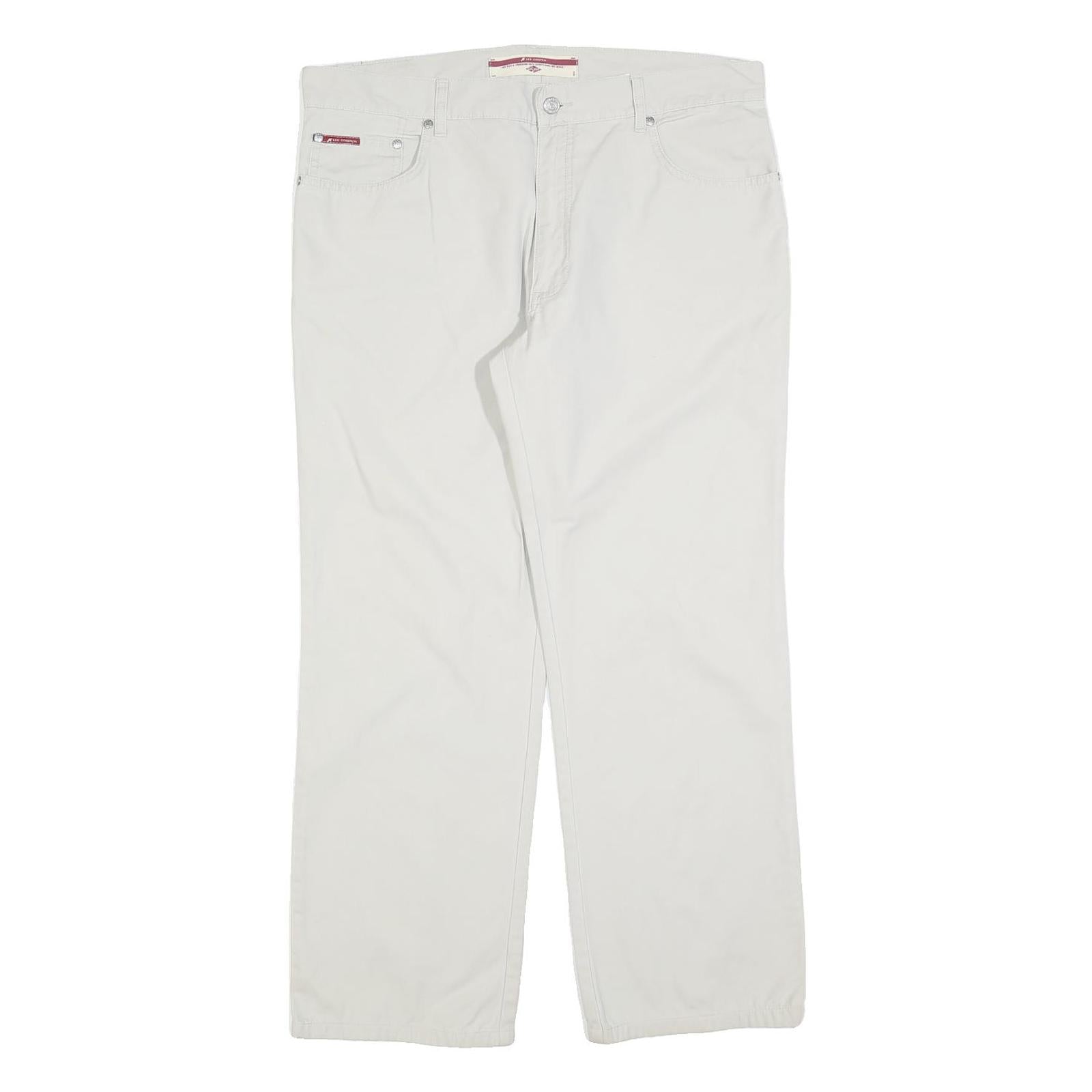 LEE COOPER Mens Cotton Blend White Regular Straight Trousers W36 L30 Casual Zip Refurbished - N/A refurbished available on Cerqular