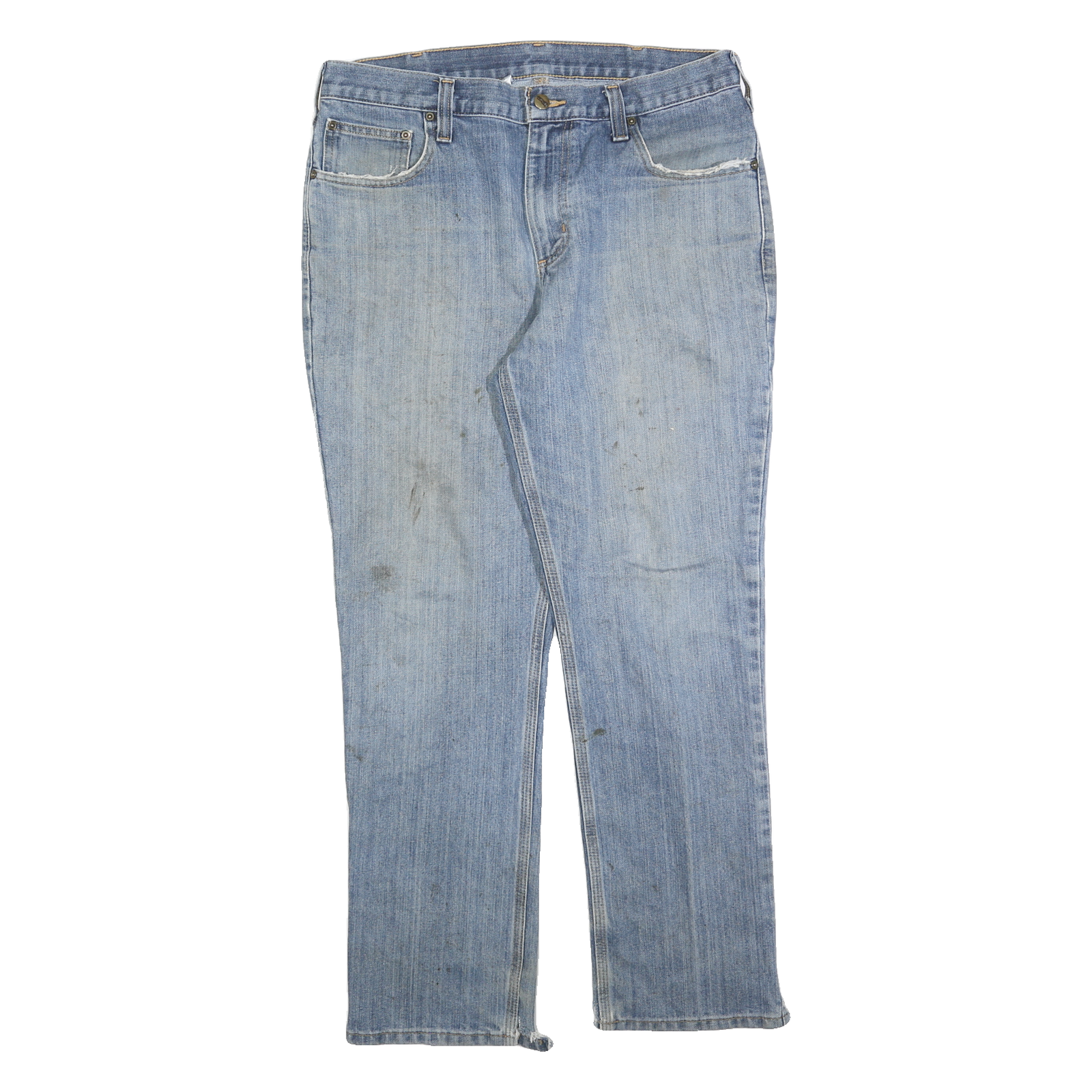 CARHARTT Mens Jeans Blue Regular Straight Denim Light W34 L30 Zip Cotton Blend Refurbished - N/A refurbished available on Cerqular