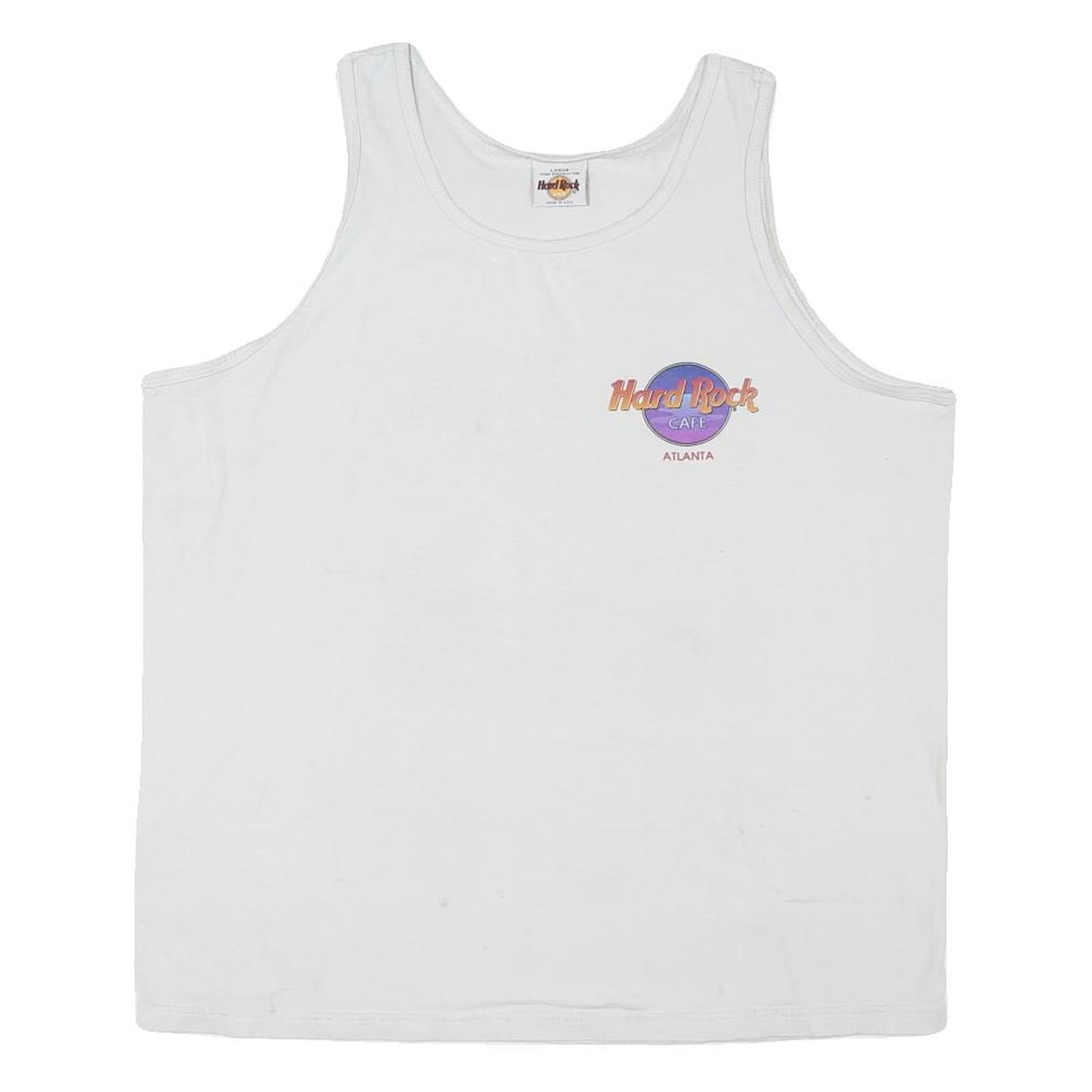 HARD ROCK CAFE Mens White Atlanta T-Shirt L Sleeveless Cotton Blend Vest Refurbished - N/A refurbished available on Cerqular