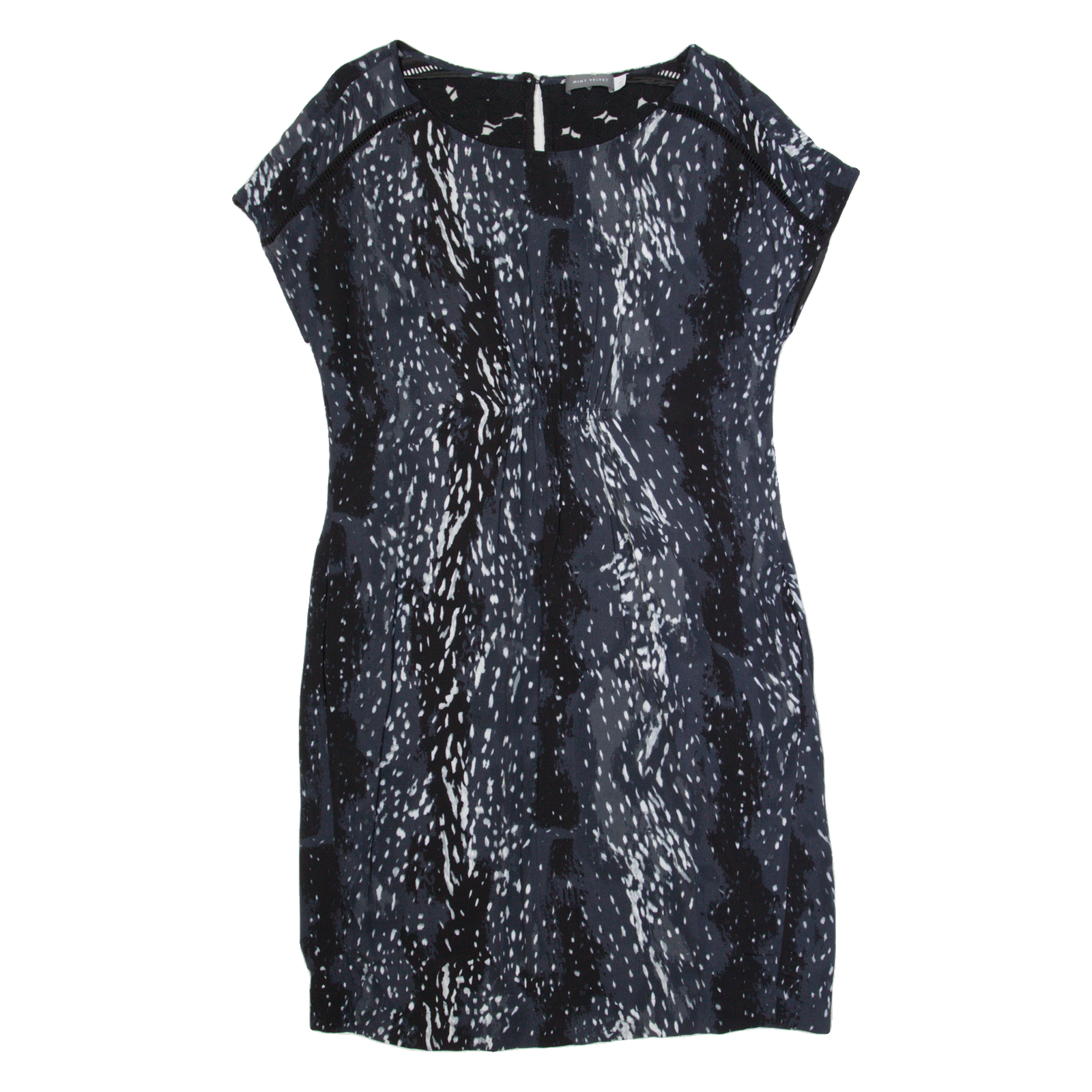 MINT VELVET Womens Shift Dress Grey Spotted Short Sleeve Midi UK 14 Refurbished - N/A refurbished available on Cerqular