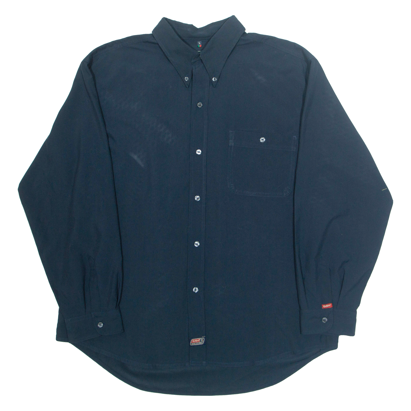 KICKERS Mens Plain Shirt Blue Long Sleeve L Refurbished - N/A refurbished available on Cerqular