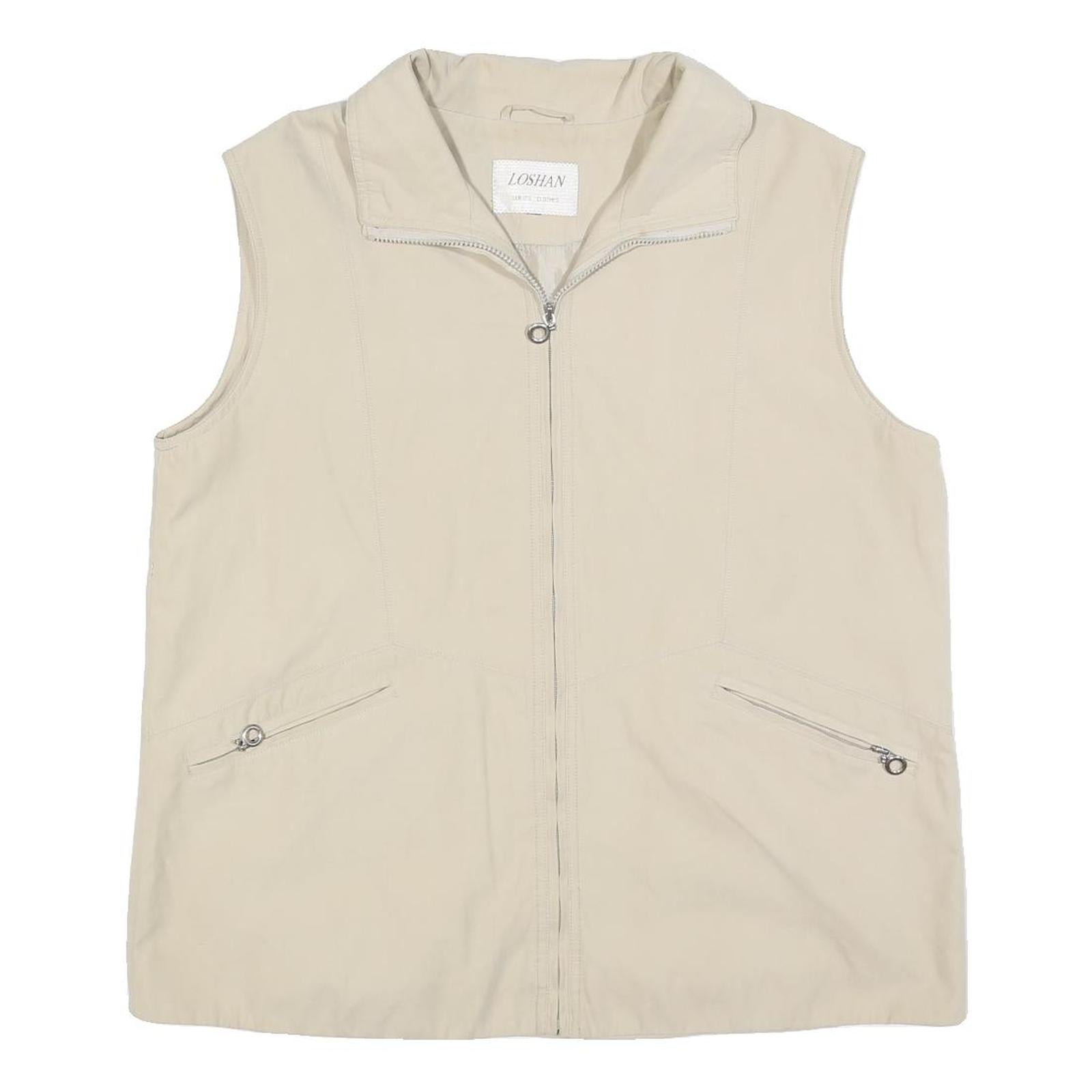 LOSHAN Womens Beige Polyester Blend Zip Jacket L Woven Casual Lightweight Refurbished - N/A refurbished available on Cerqular