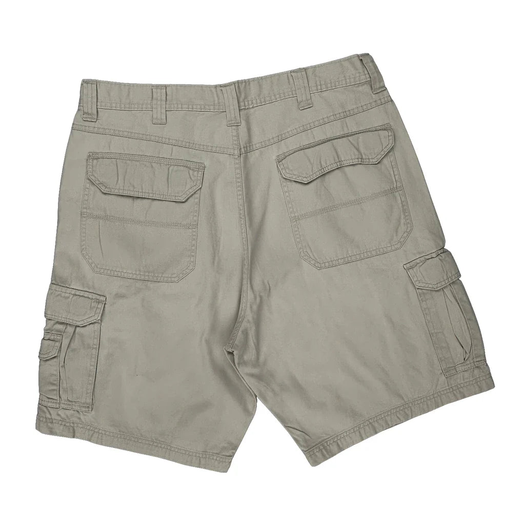 Wrangler Cargo Shorts - 36W 9L Beige Cotton Refurbished - Thrifted (note: this is a term often used to describe second- refurbished available on Cerqular