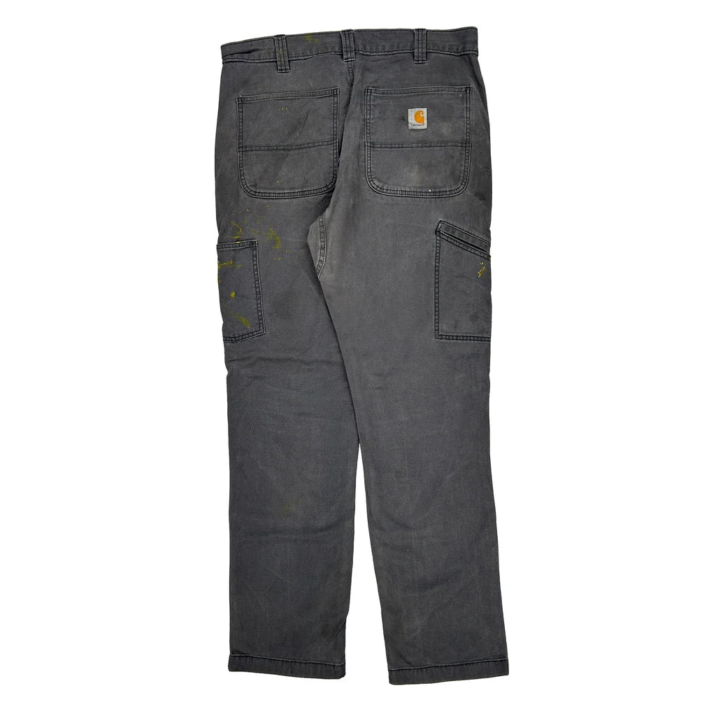 Carhartt Double Knee Carpenter Trousers - 34W 34L Grey Cotton Refurbished - Thrifted (note: this is a term often used to describe second- refurbished available on Cerqular