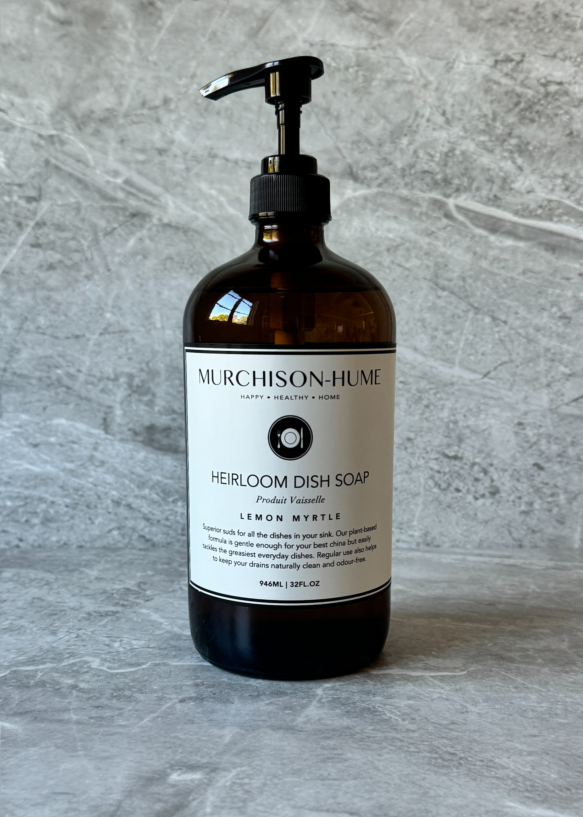 Heirloom Dish Soap in Amber Glass Bottle | Scent: Lemon Myrtle | Size: 32oz Glass Bottle Refurbished - Murchison-Hume refurbished available on Cerqular