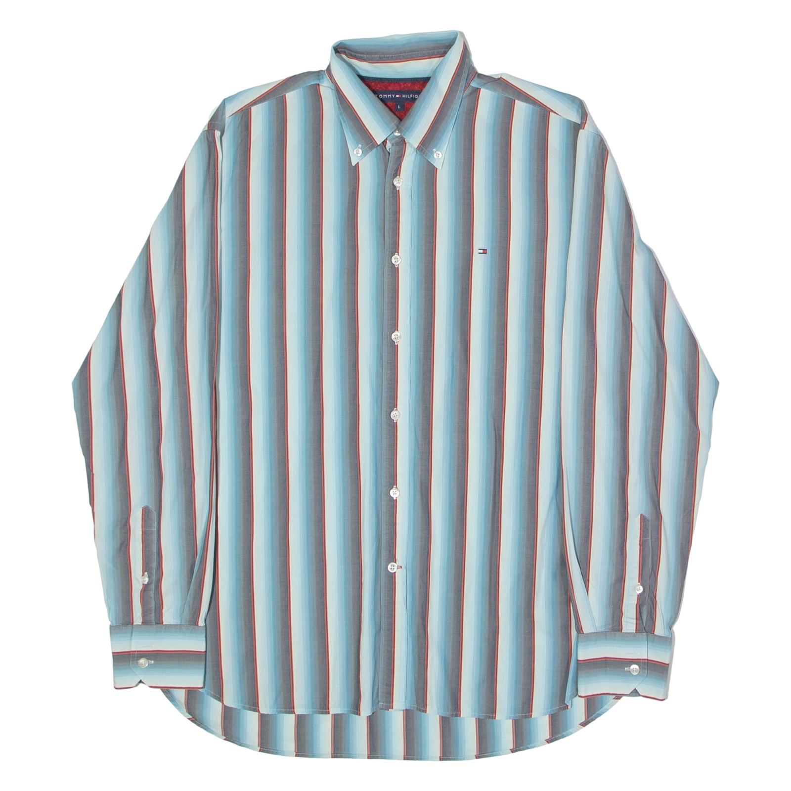 TOMMY HILFIGER Mens Shirt Blue Striped Long Sleeve L Refurbished - N/A refurbished available on Cerqular